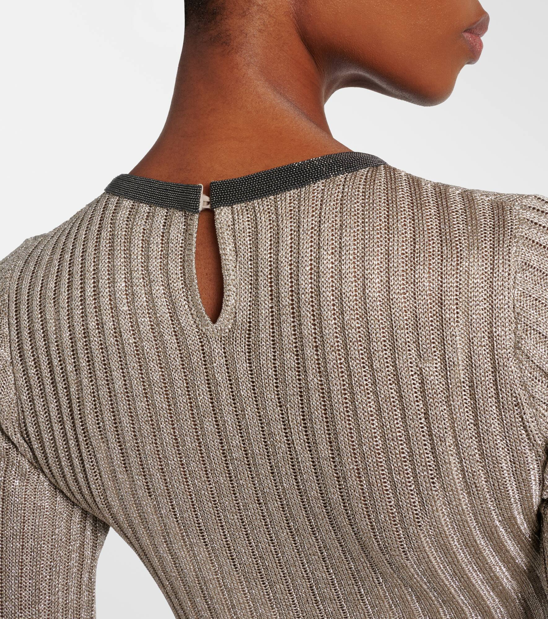 Monili ribbed-knit lamé maxi dress - 6