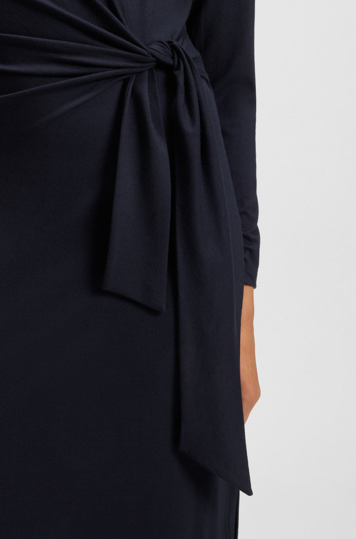 STRETCH-JERSEY DRESS WITH KNOTTED WAIST DETAIL - 6