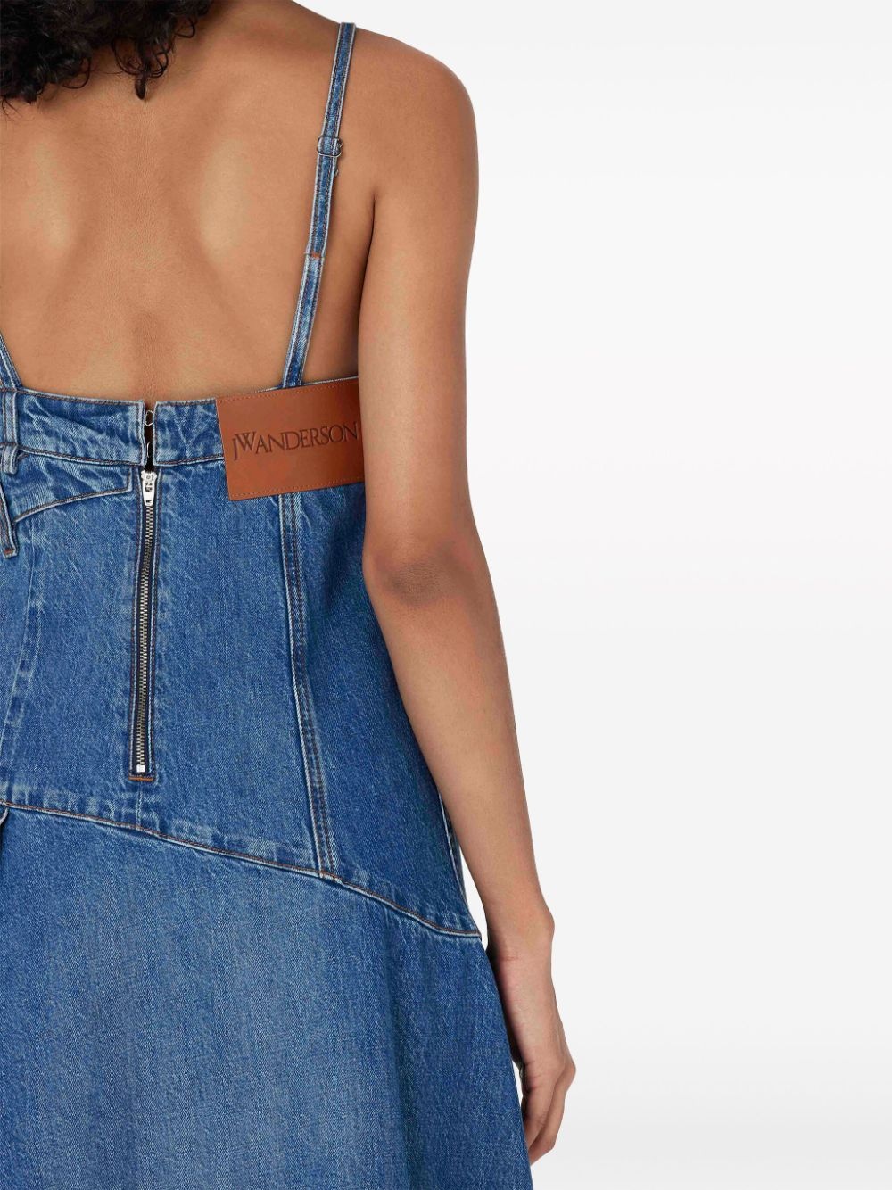 asymmetric cotton denim dress - 6