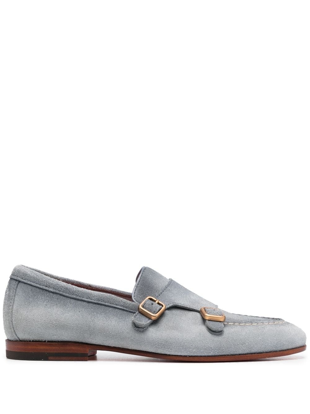 double-buckle suede monk shoes - 1