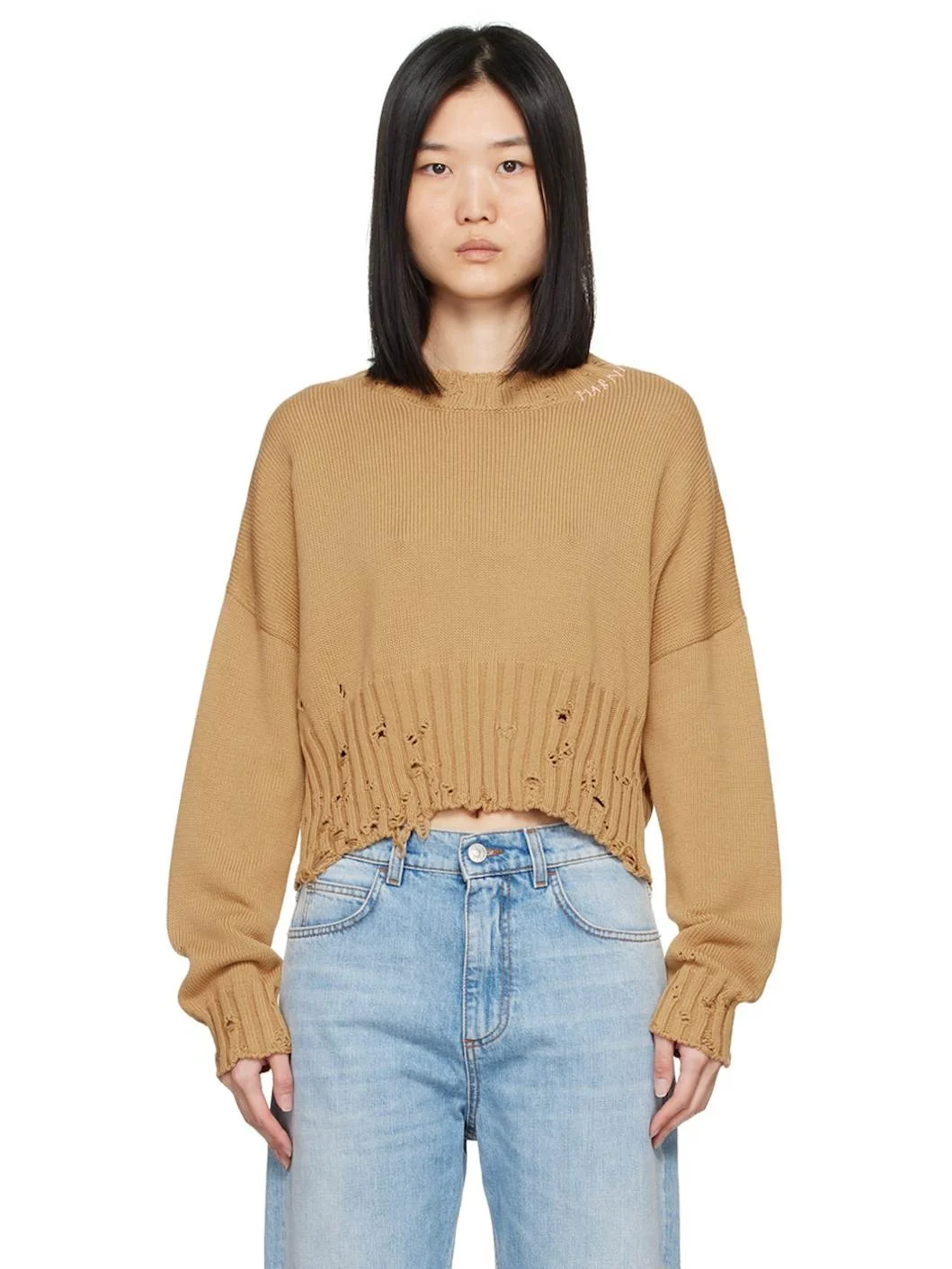 Tan Dishevelled Sweater - 1