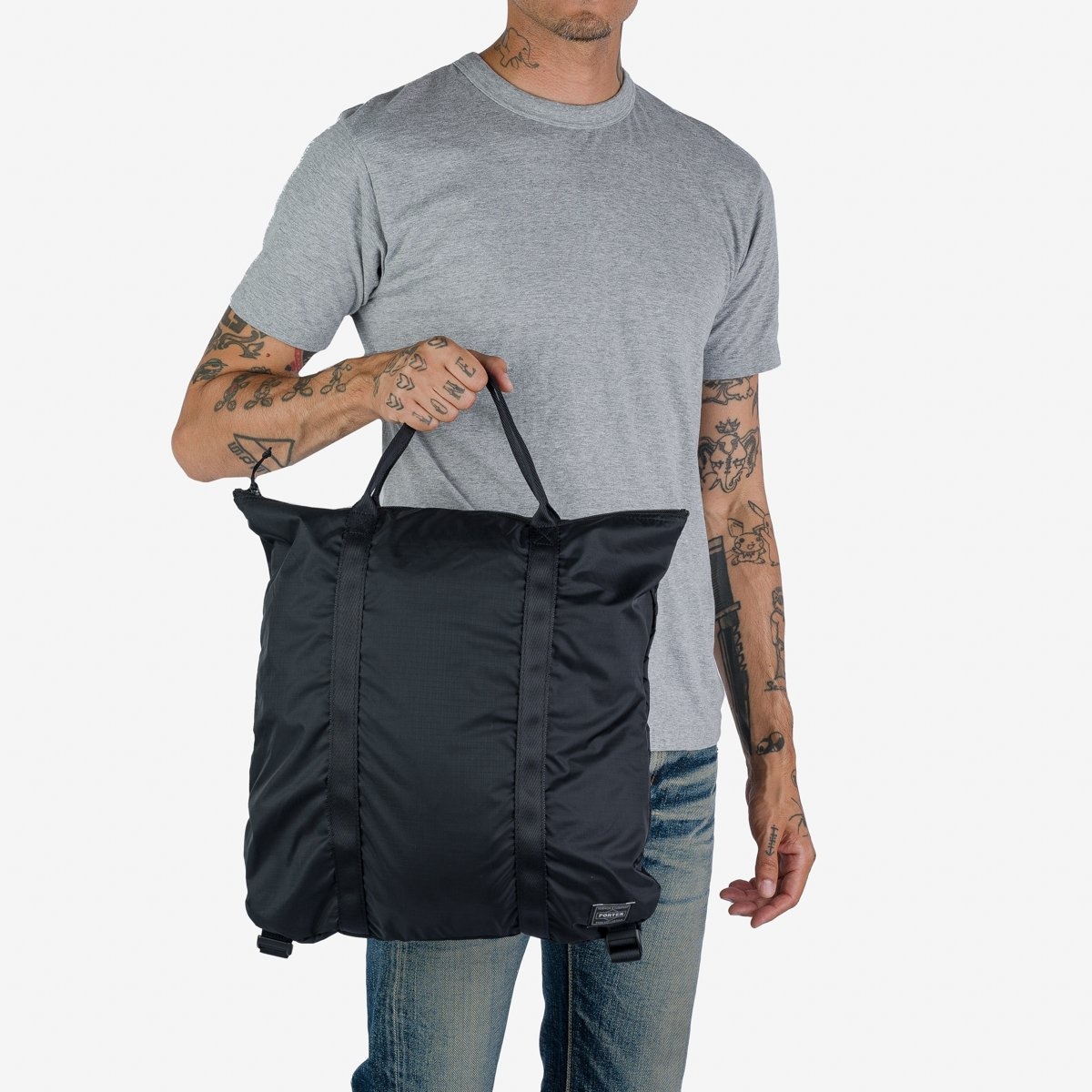 POR-FLEX-TOTE-BLK Porter - Yoshida & Co. - Flex 2Way Tote Bag - Black - 2