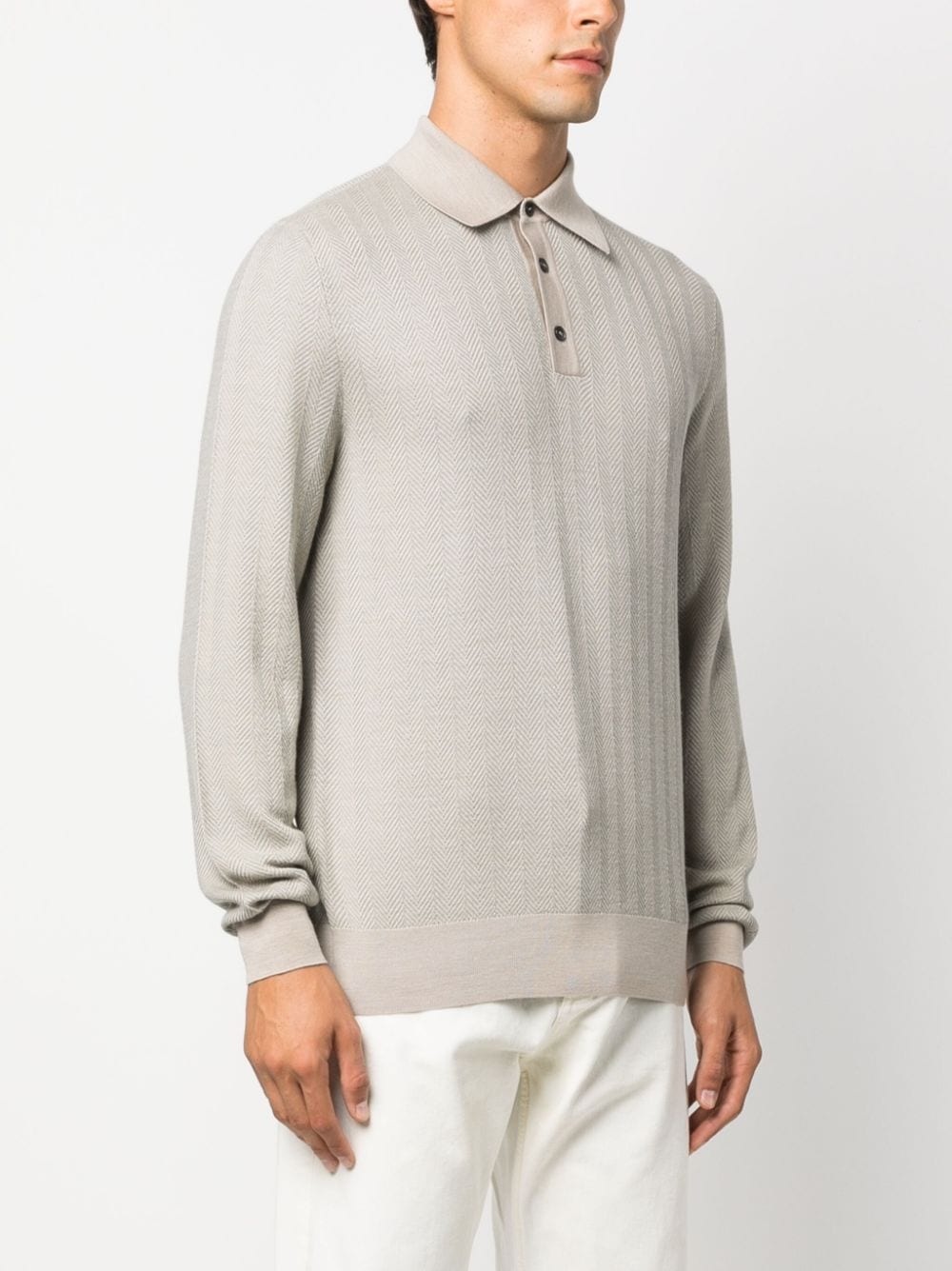 long-sleeve wool polo shirt - 3