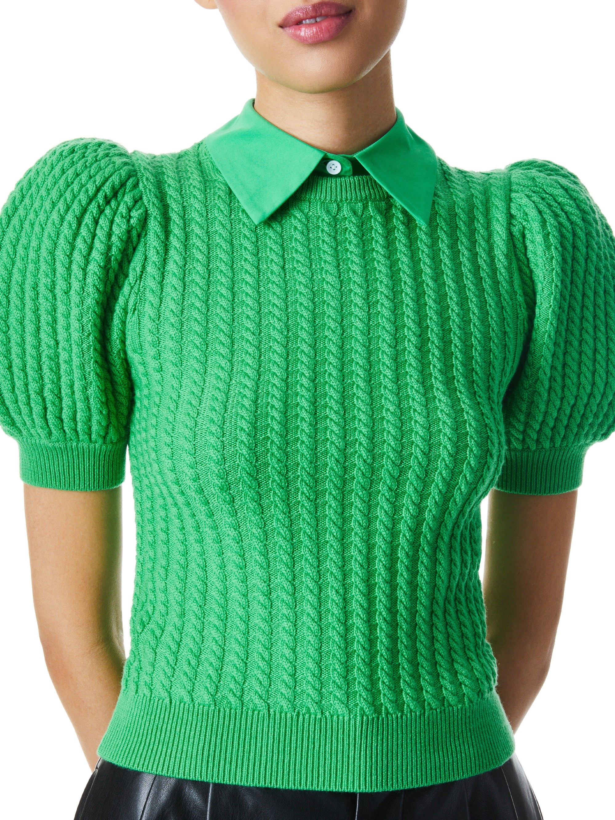 CHASE CABLE KNIT PUFF SLEEVE SWEATER - 5