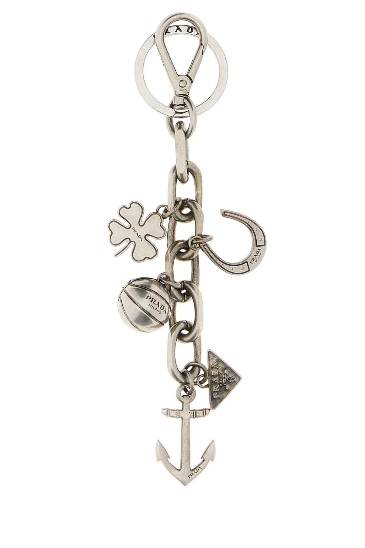 Prada Men Silver Metal Key Ring - 1