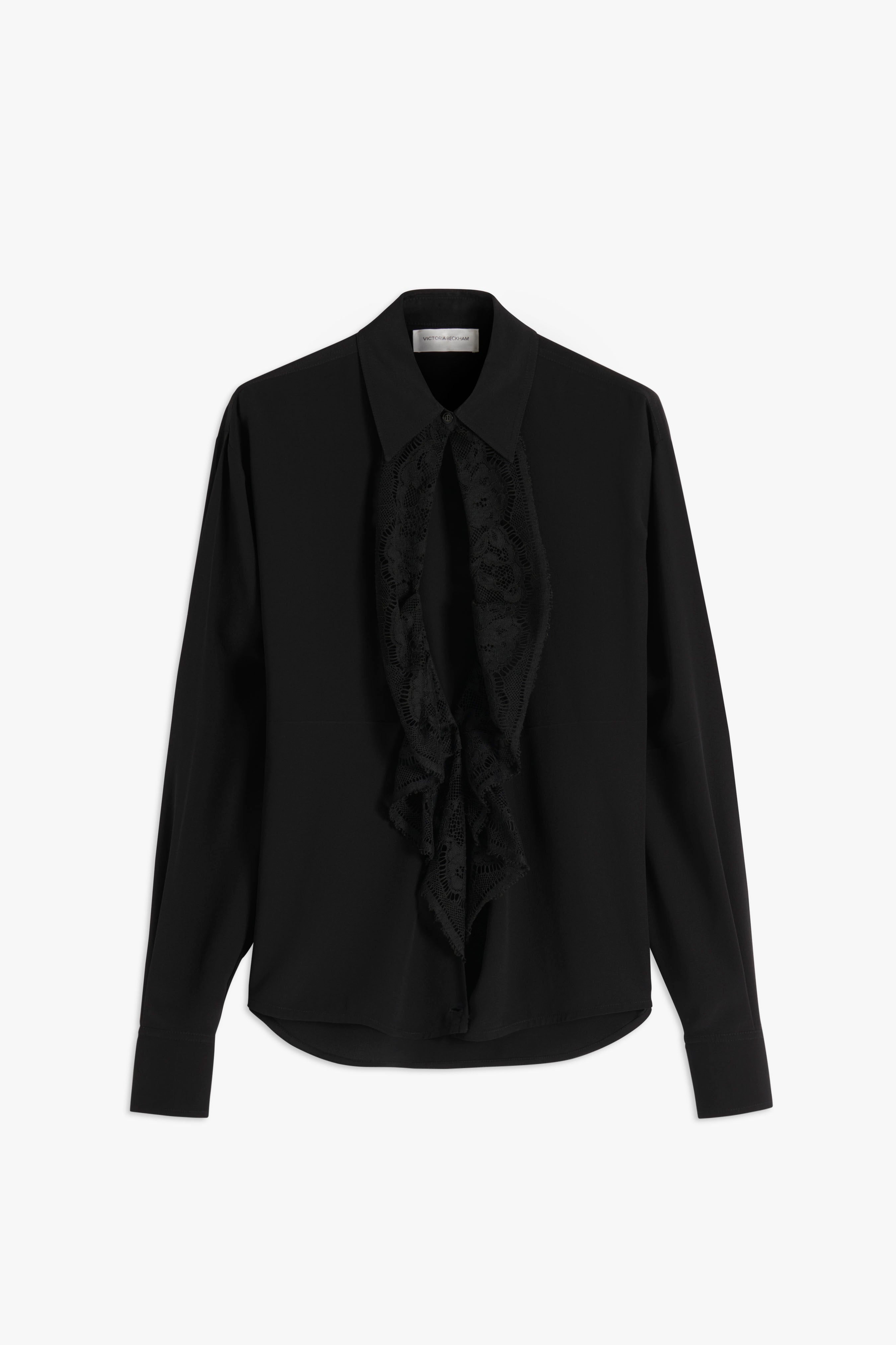 Lace Detail Blouse in Black - 1