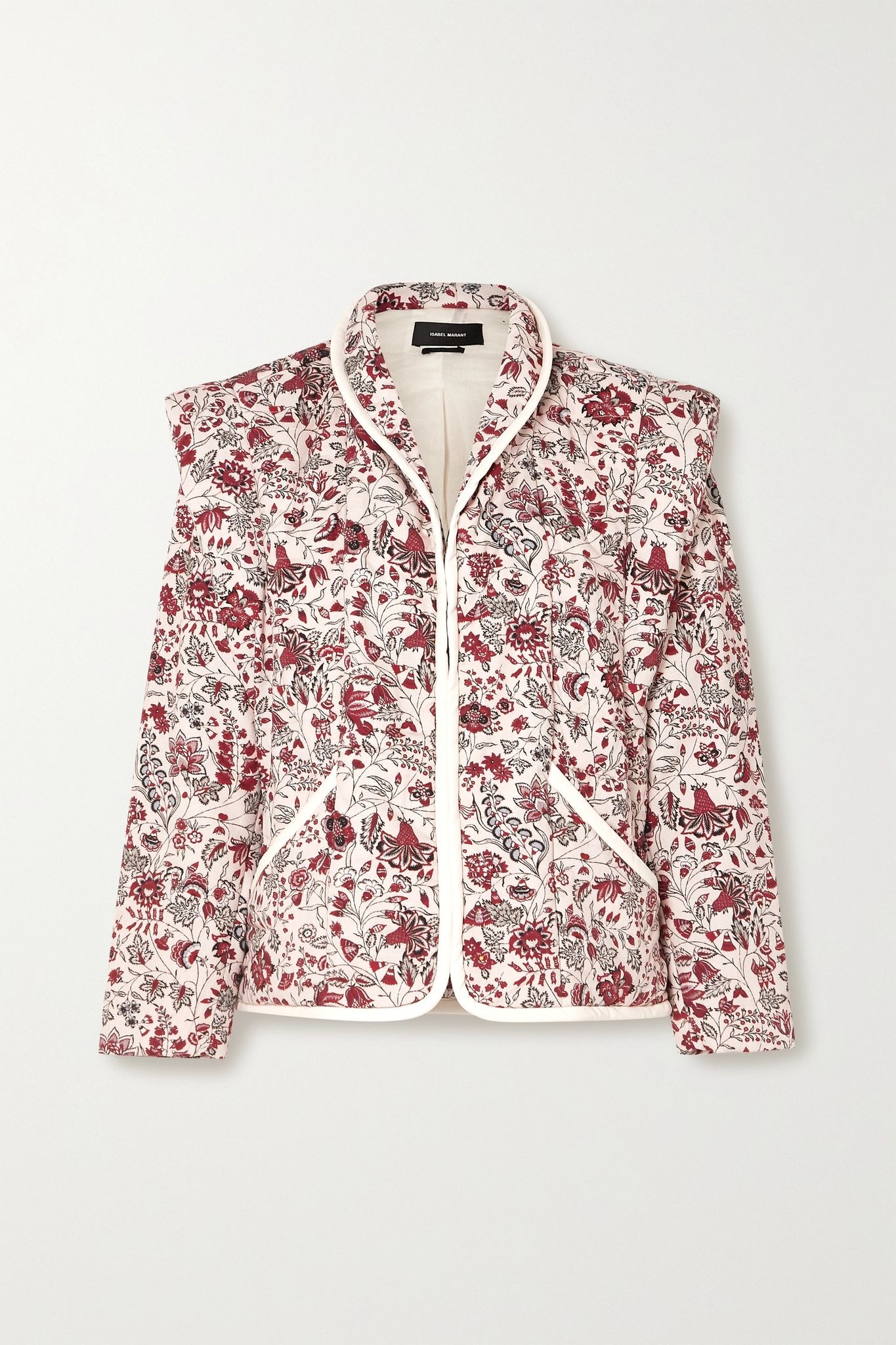 Anissaya convertible faux leather-trimmed quilted floral-print cotton jacket - 1