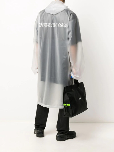 VETEMENTS transparent hooded raincoat  outlook