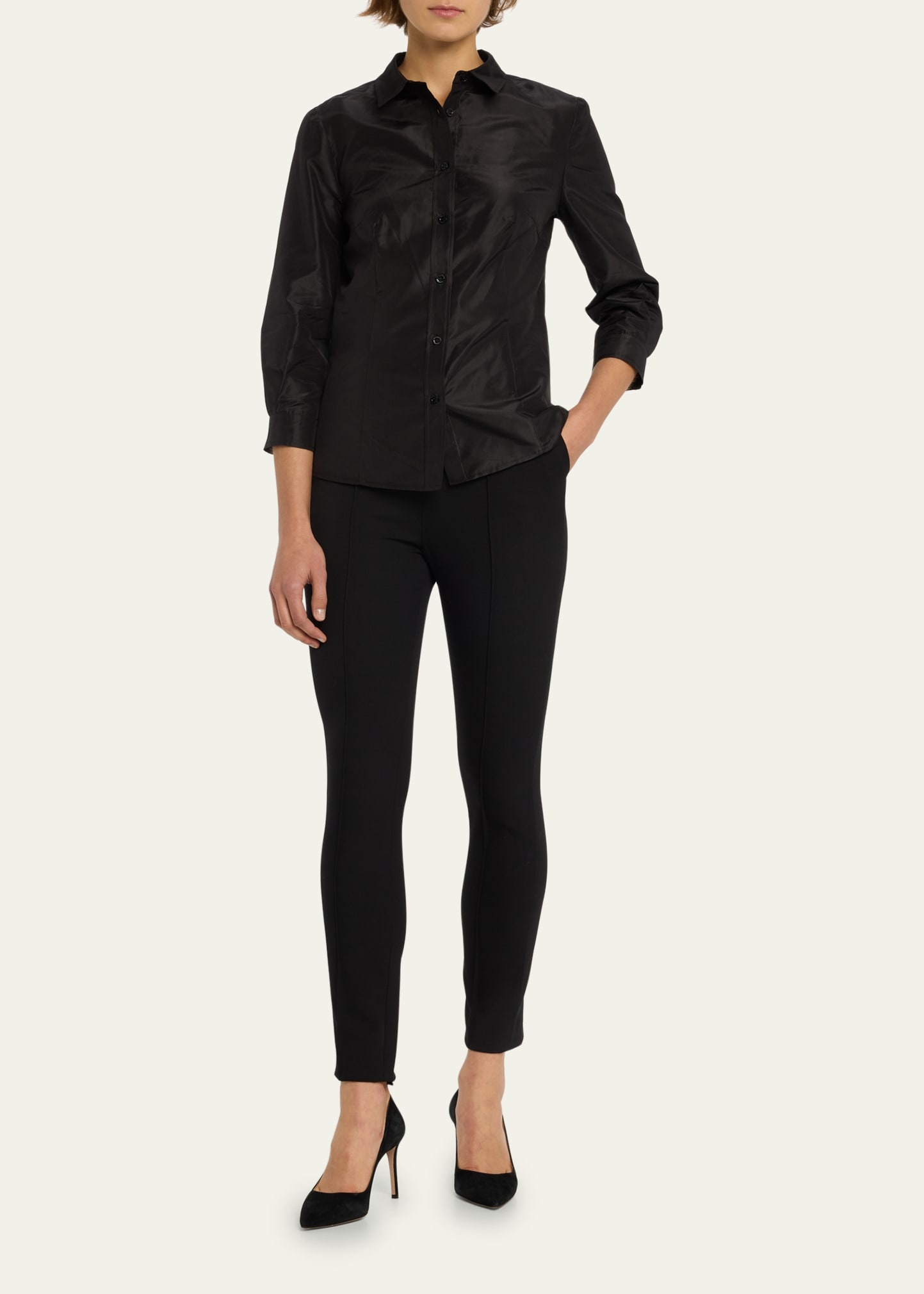 Taffeta Button-Front Shirt - 2