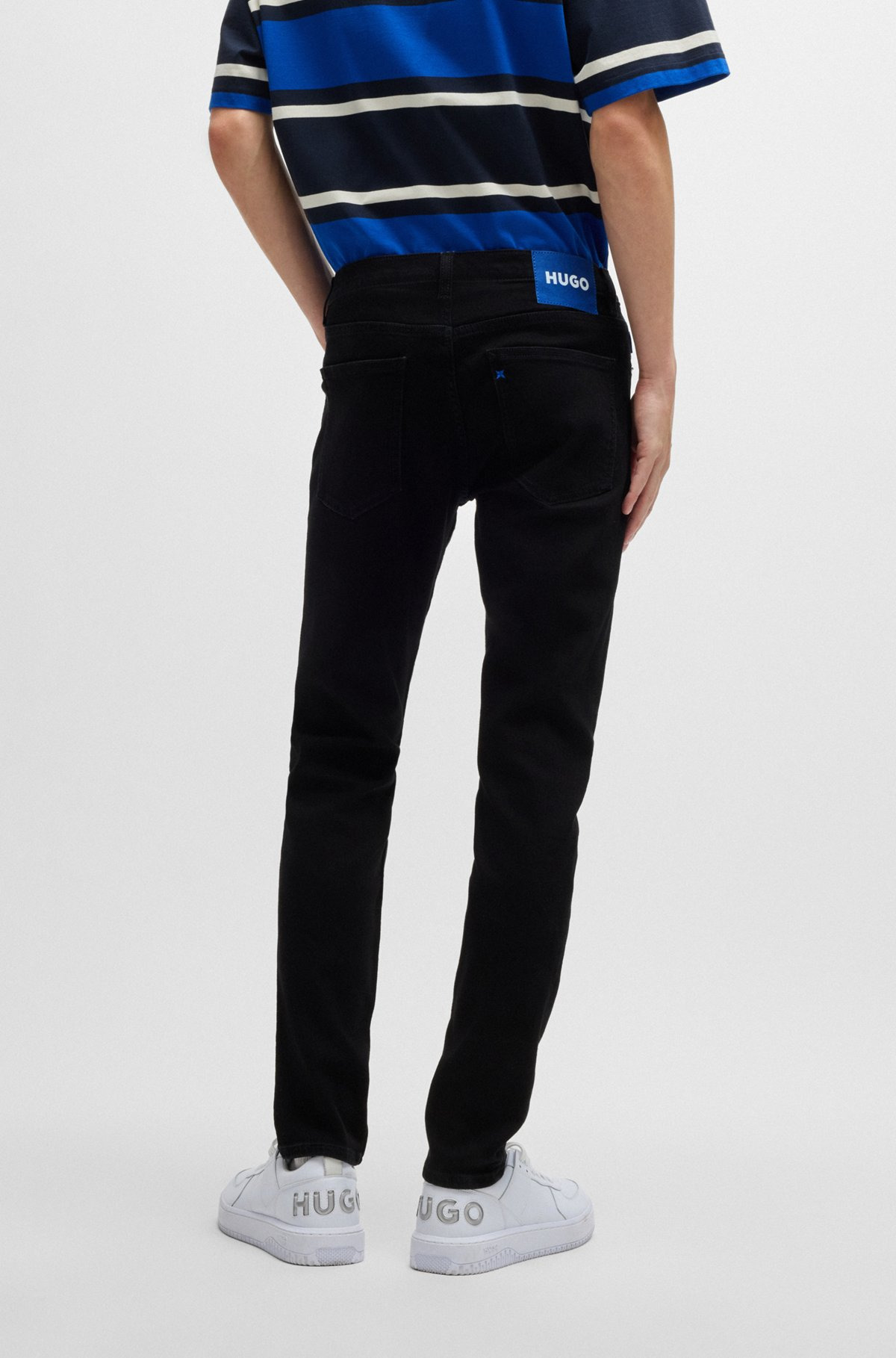 EXTRA-SLIM-FIT JEANS IN BLACK STRETCH DENIM - 4