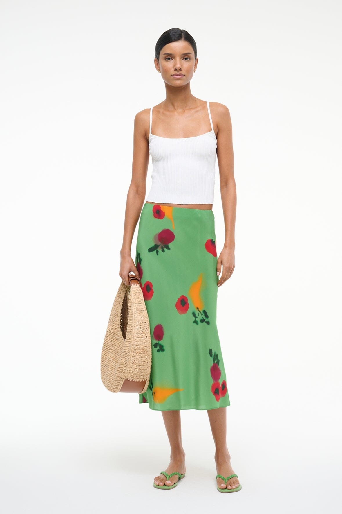 STAUD ANGELA SILK SKIRT FARMERS MARKET LEAF - 4