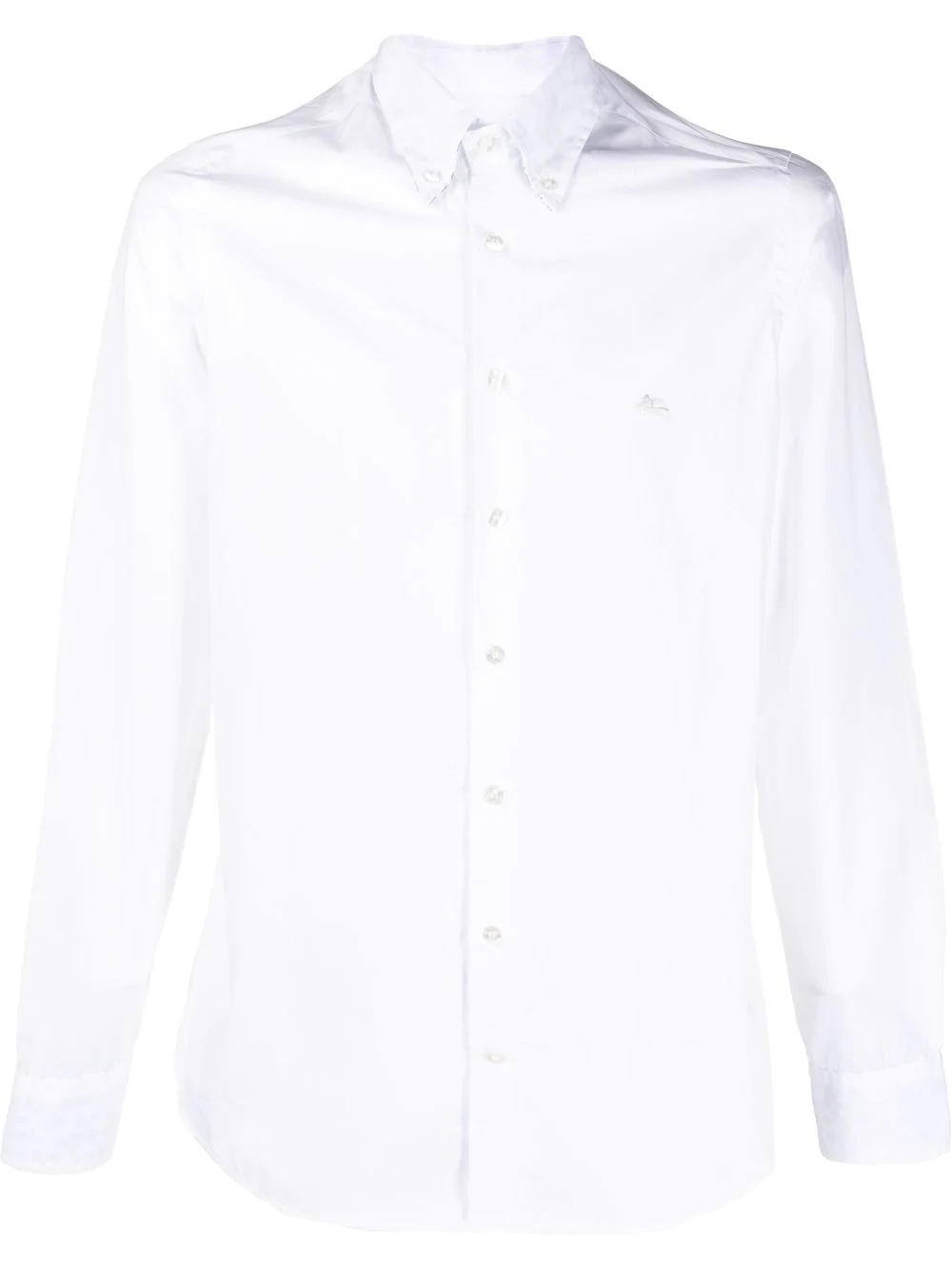 logo-embroidered cotton shirt - 1