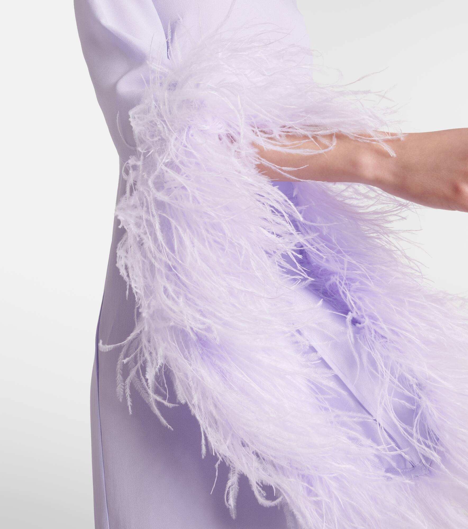 Del Rio feather-trimmed crêpe midi dress - 5