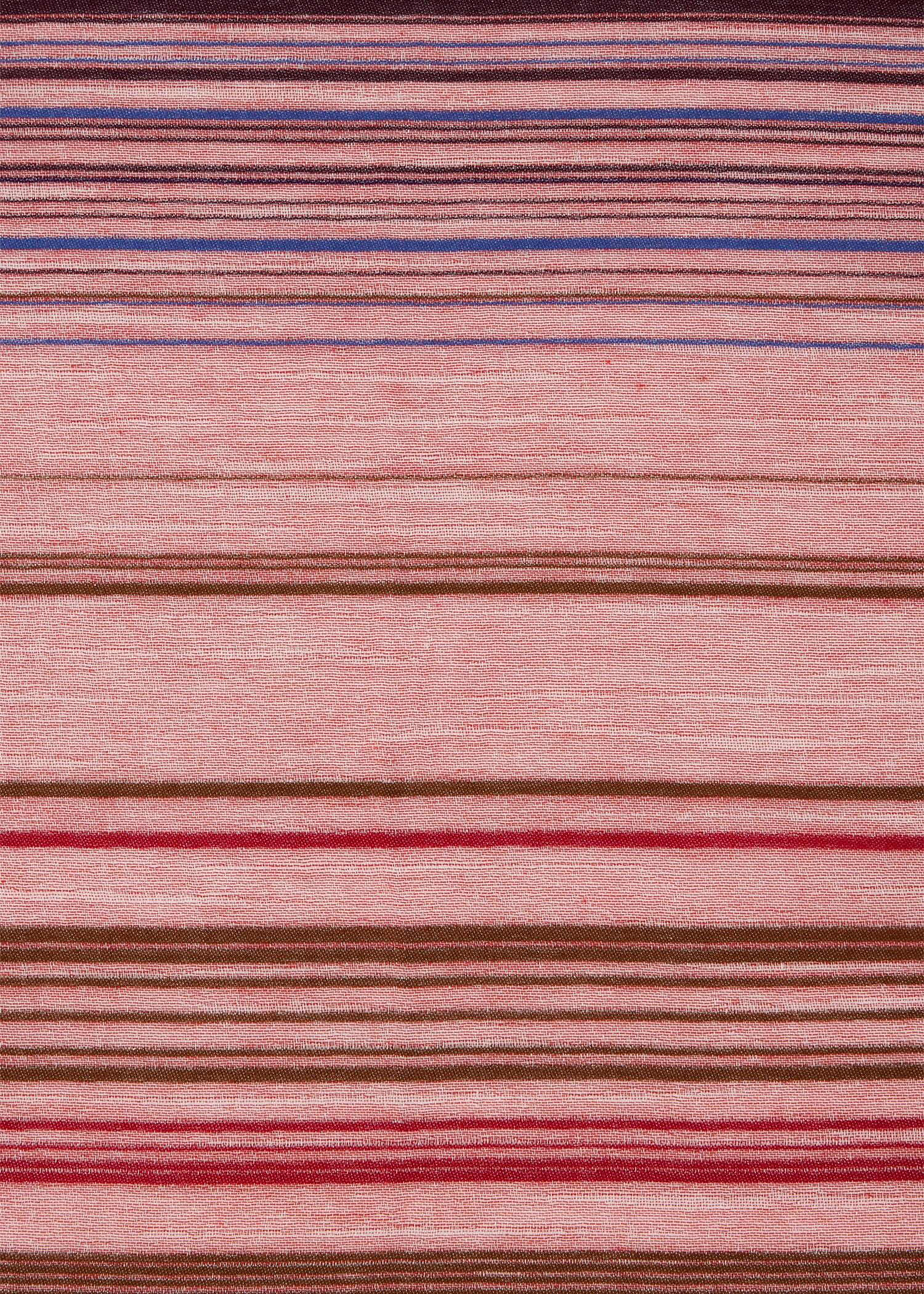 Red Cotton-Blend Thin Stripe Scarf - 3