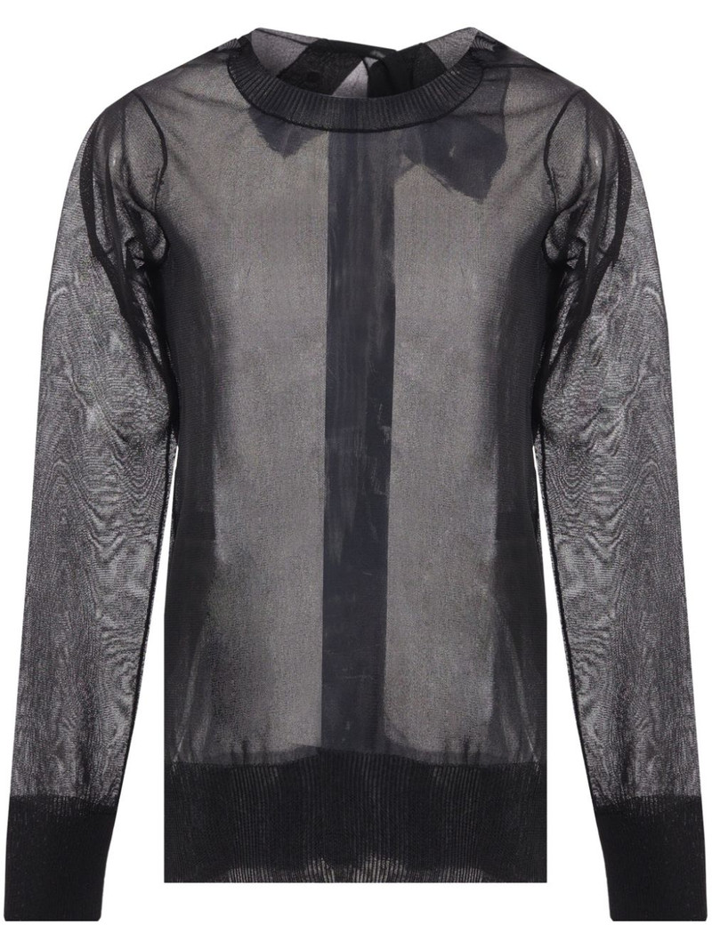 semi-sheer asymmetric-neck cardigan 1