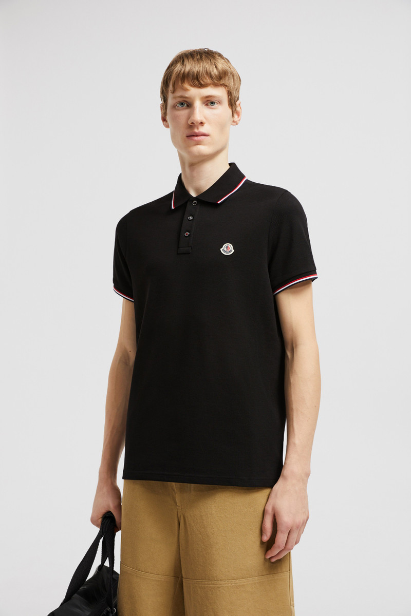Moncler Tricolor-Trimmed Cotton Piquet Polo Shirt outlook