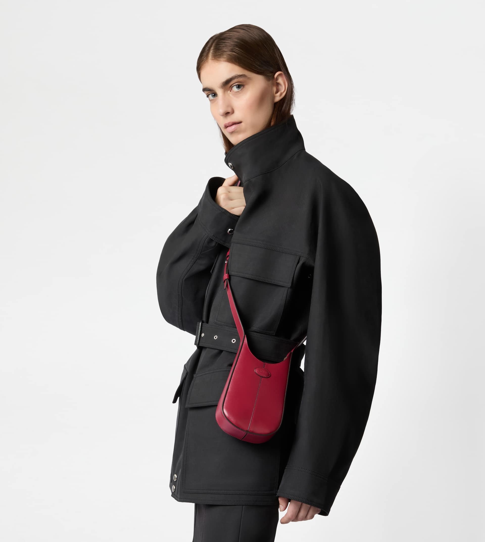 MICRO HOBO DI BAG IN LEATHER - RED - 2