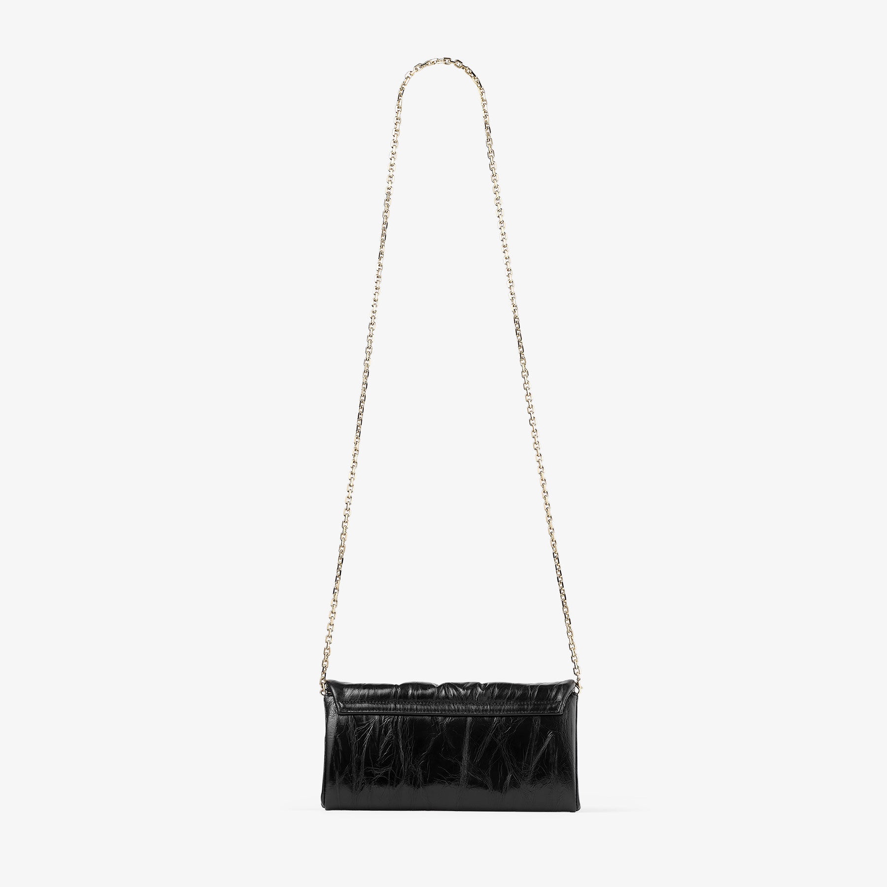JIMMY CHOO Edie Wallet With Chain Black Vintage Metallic
