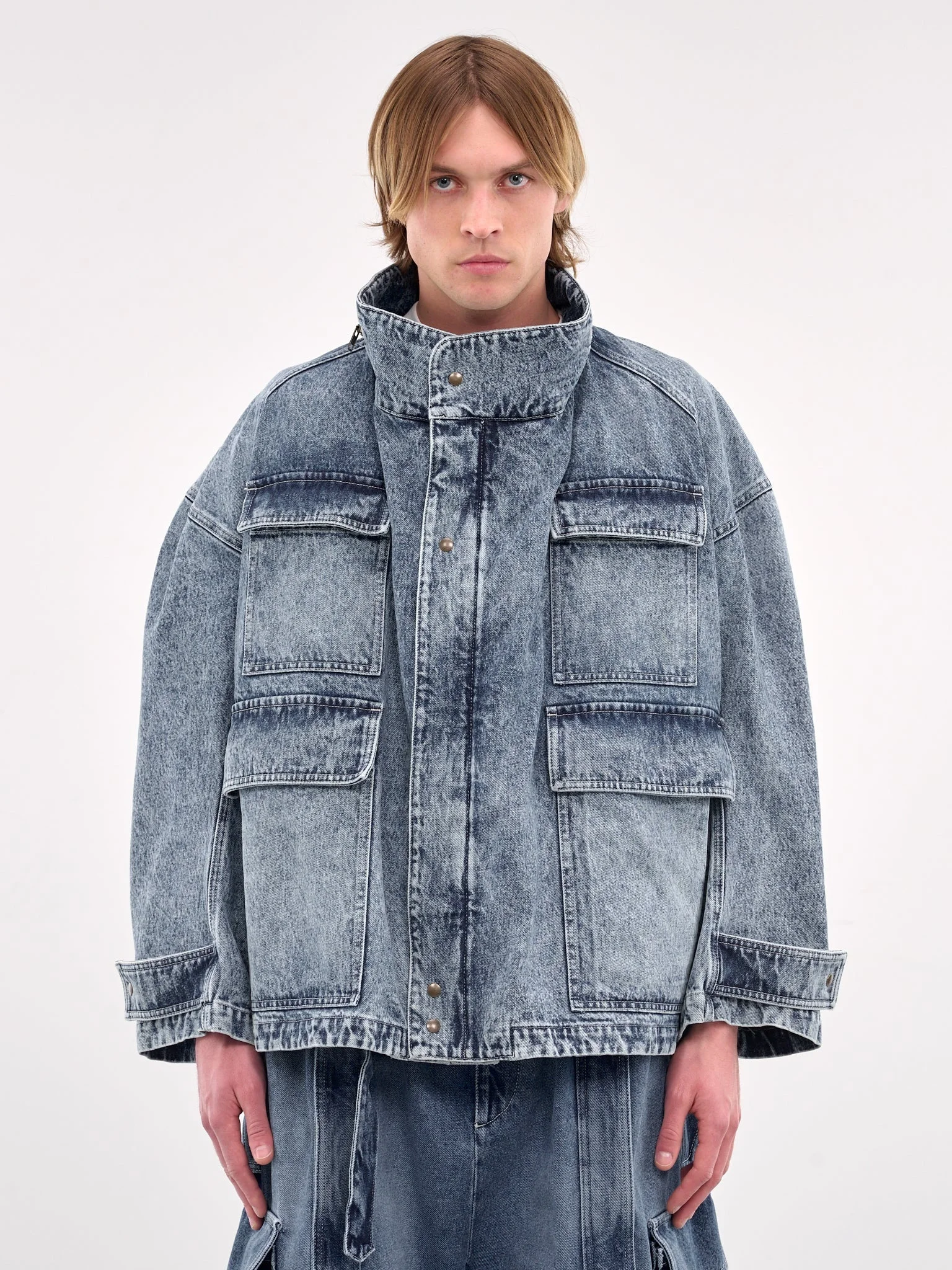 Denim Utility Cargo Jacket - 1