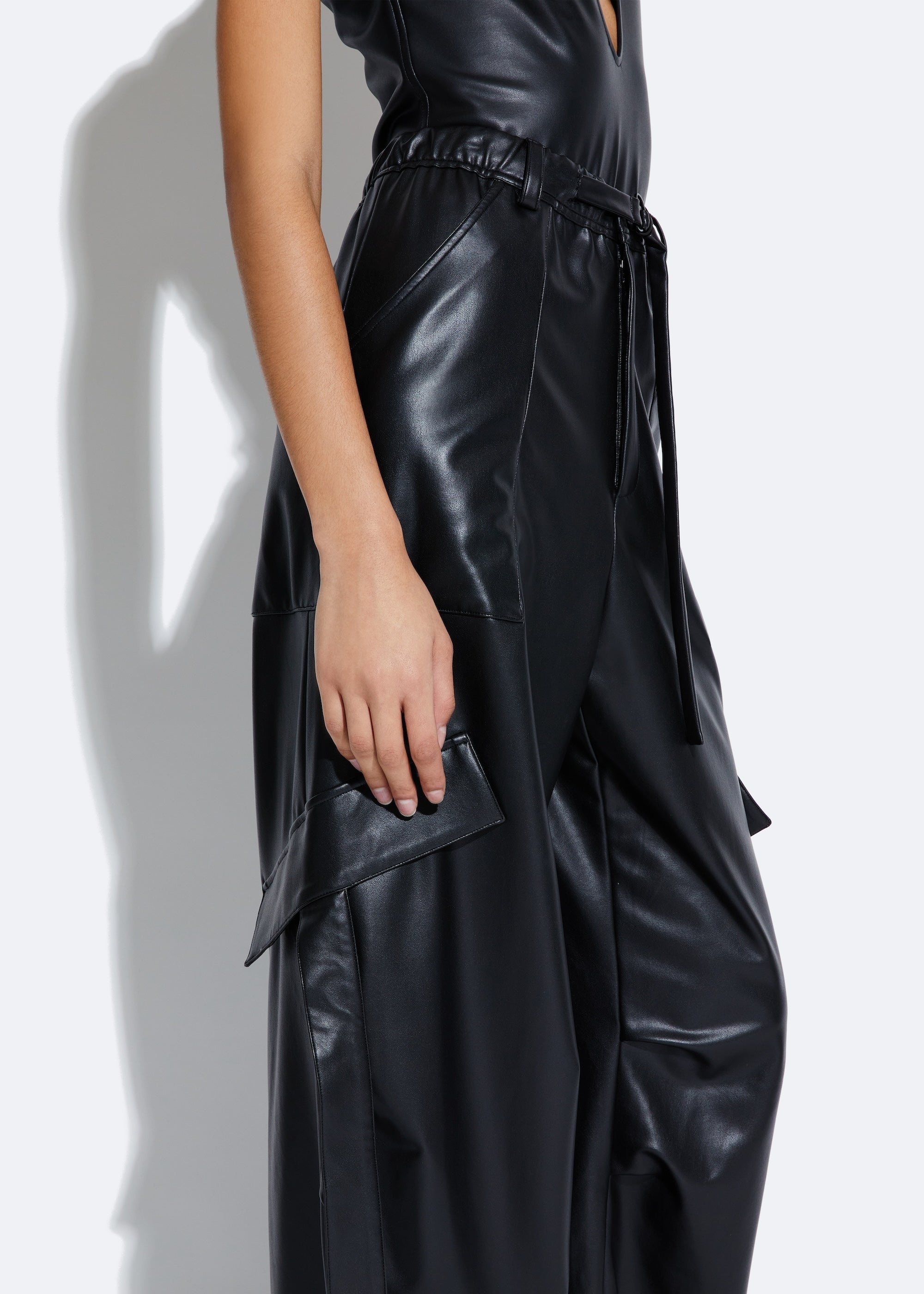 Stretch Faux Leather Utility Pant - 4