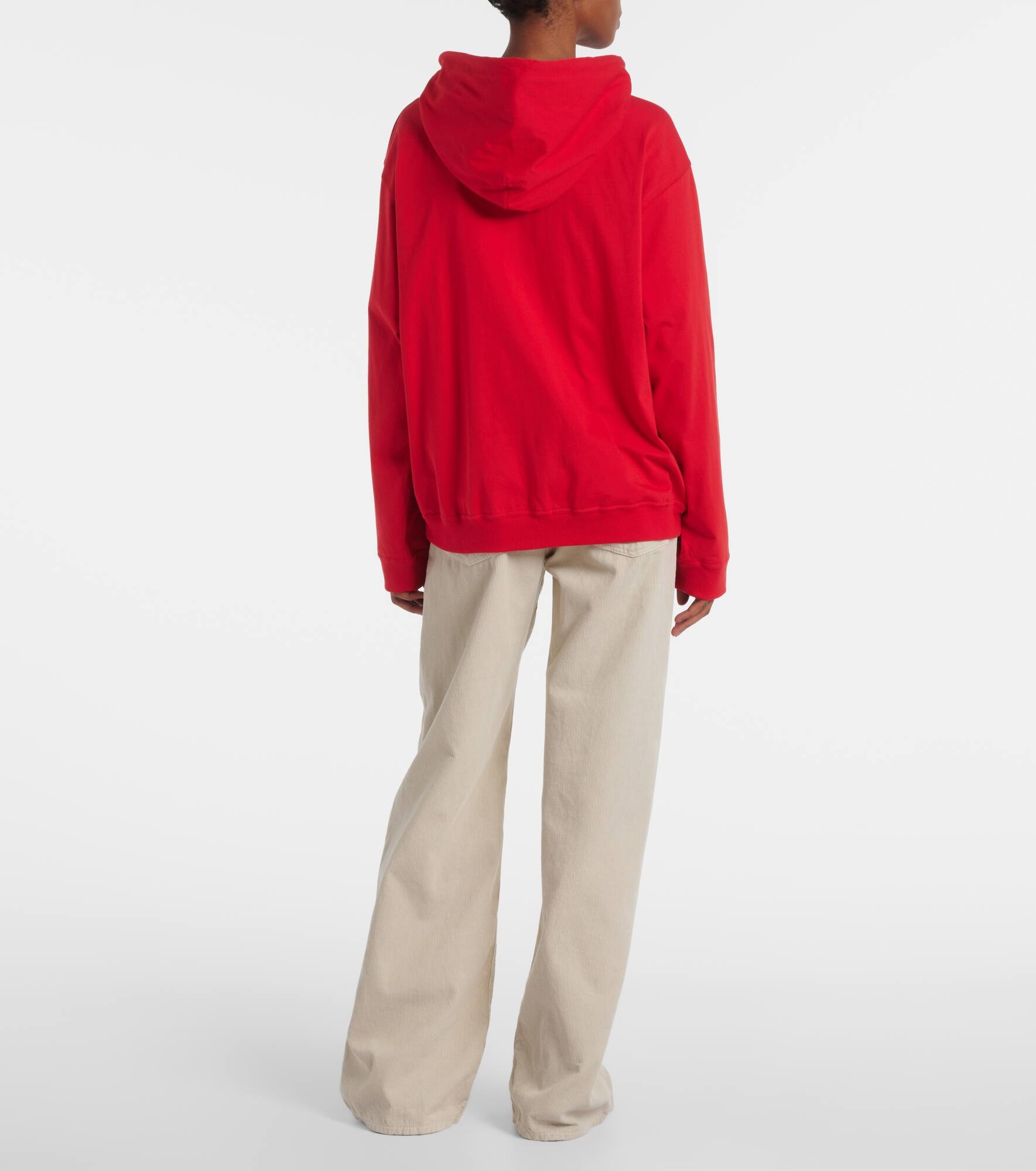 Rosy cotton jersey zip-up hoodie - 3
