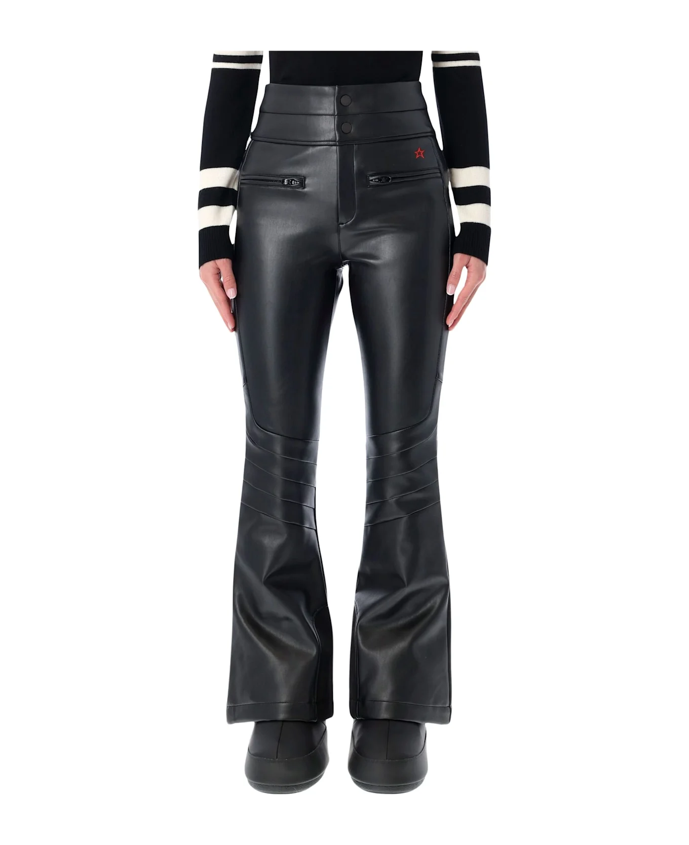 Perfect Moment Black Faux Leather Flared Ski Pants - 1