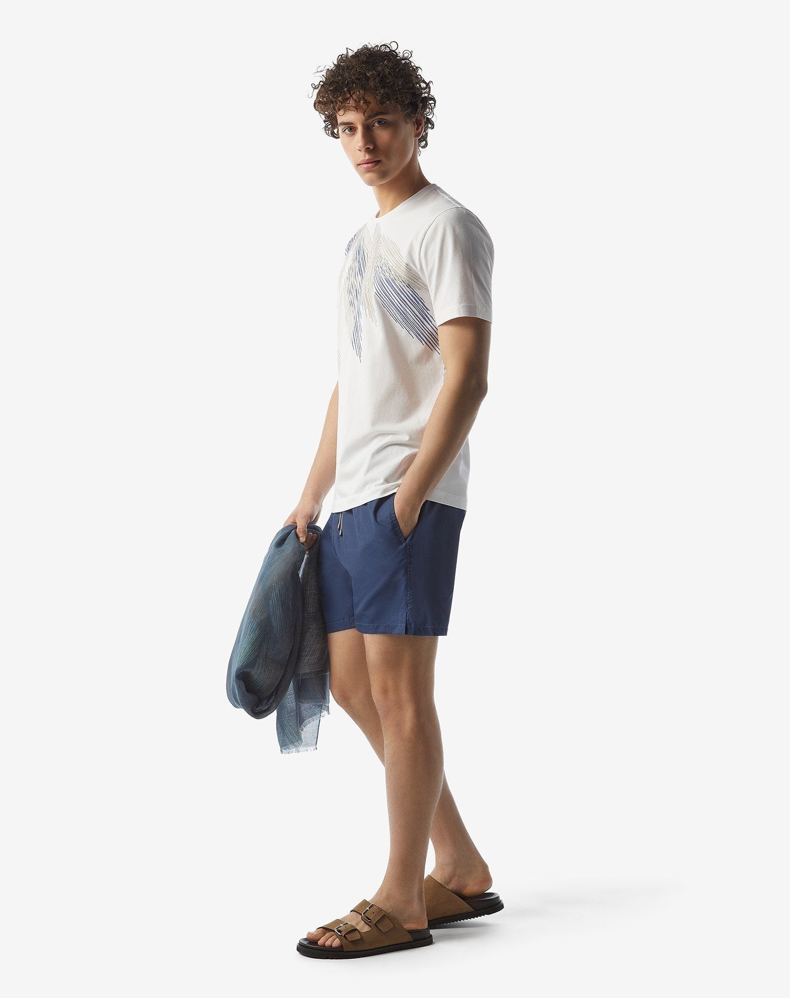 Denim blue short swim shorts - 2