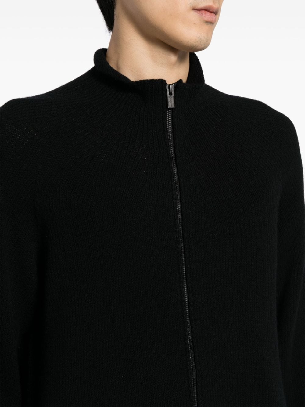 funnel-neck wool-blend cardigan - 5