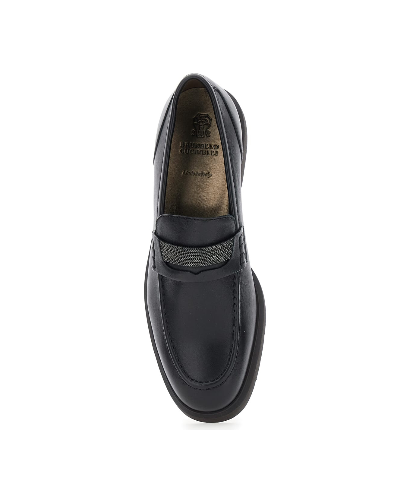 Black Loafers With Monil Detail On The Front In Smooth Leather Woman - 4