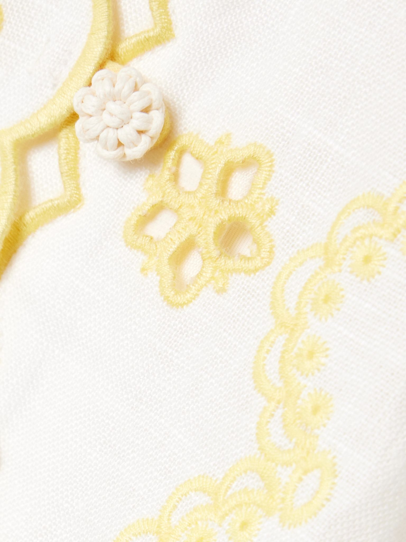 Lucky belted broderie anglaise linen midi shirt dress White - 4