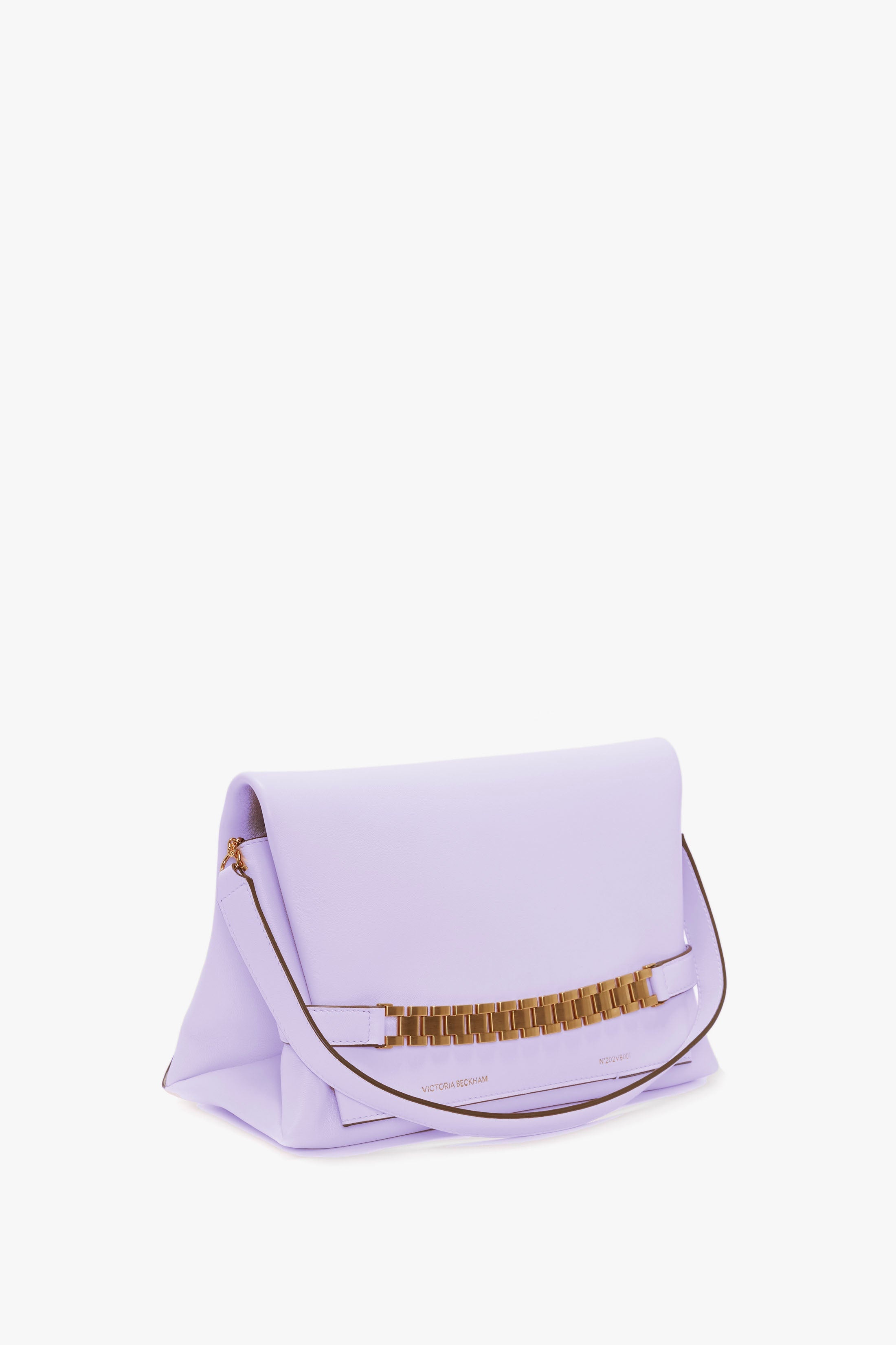 Chain Pouch with Strap in Lilac Leather - 2