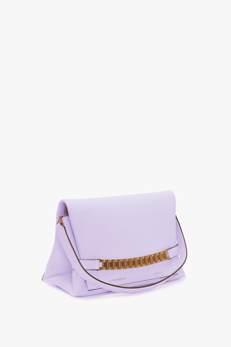 Chain Pouch with Strap in Lilac Leather 2