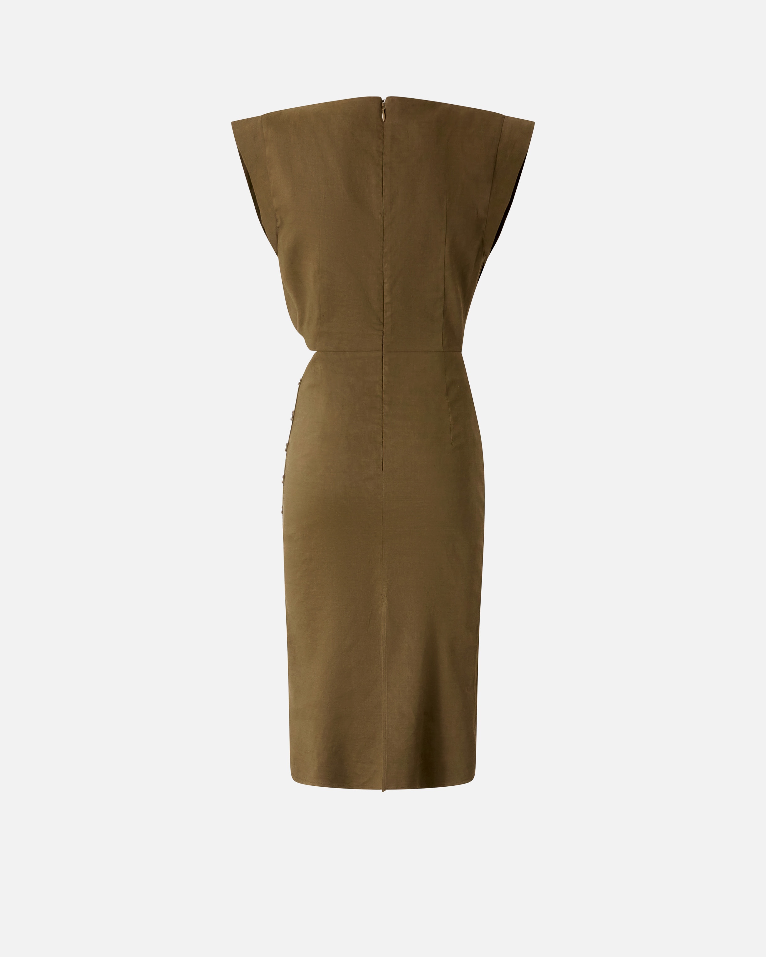 BUTTONED SLEEVELESS LINEN DRESS - 6