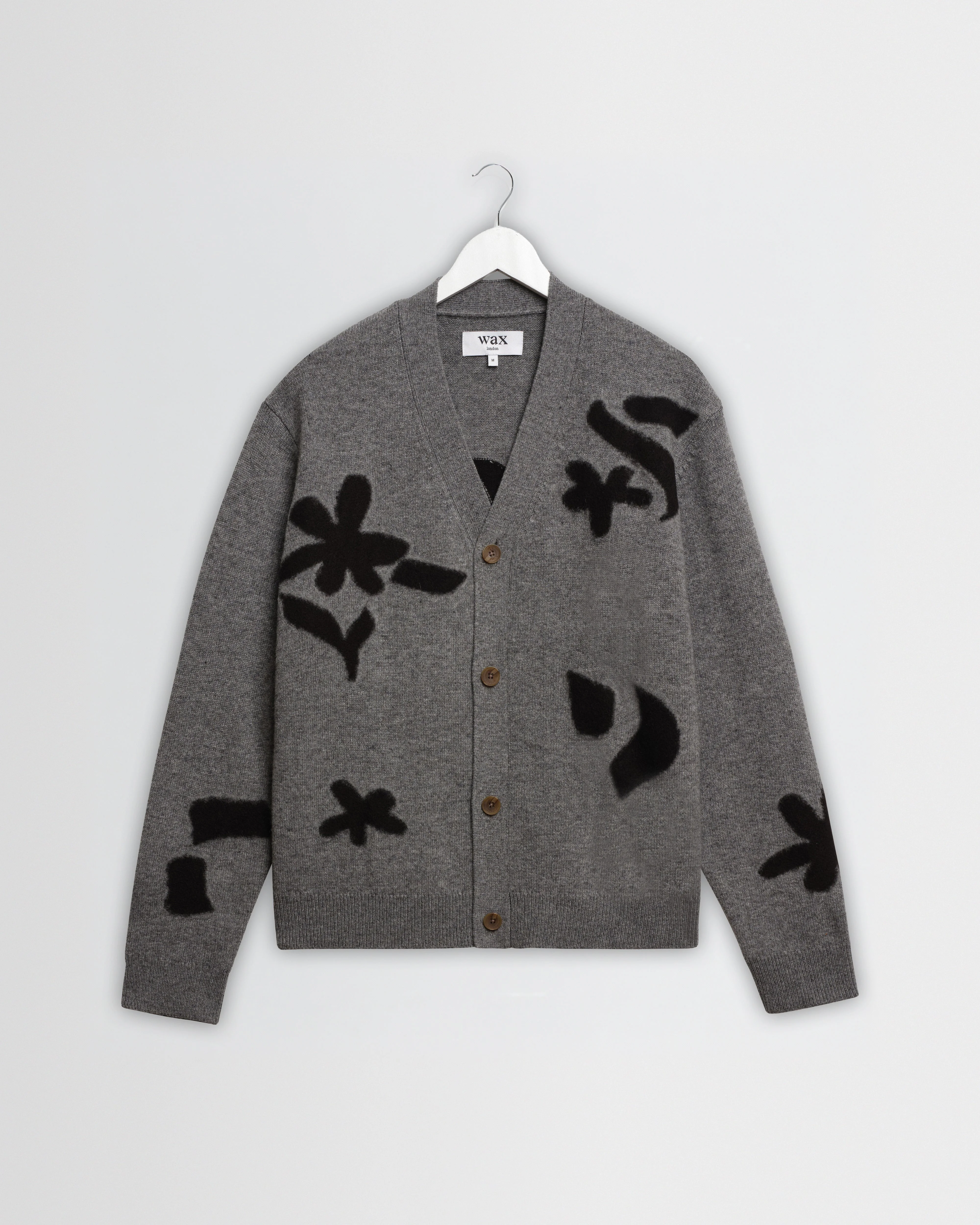 Walker - Grey And Black Felted Applique Knit Cardigan - 1
