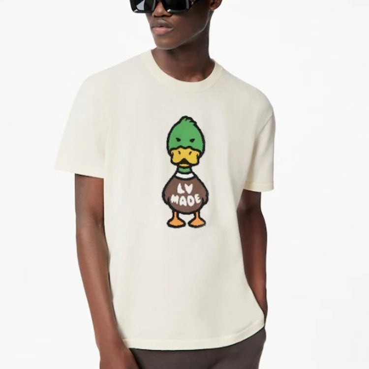 Men's LOUIS VUITTON x NIGO2 Crossover LV2 SS22 Cartoon Printing Cozy Short Sleeve White RM221M-F96-H - 3