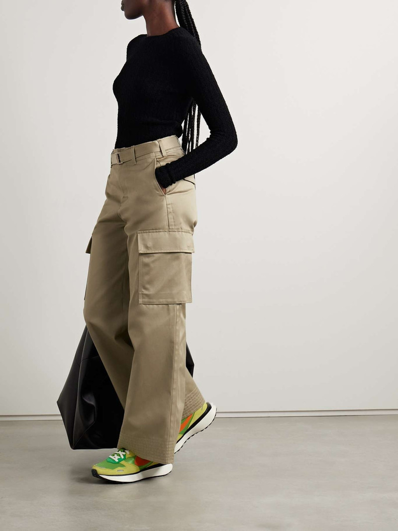 sacai Belted cotton-twill wide-leg cargo pants outlook