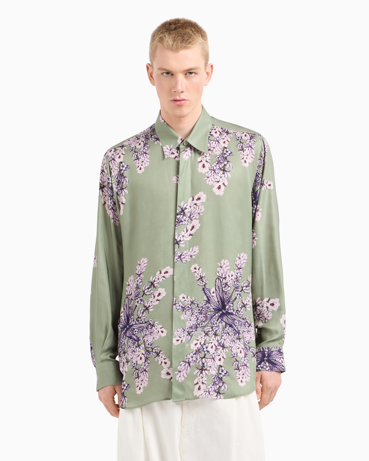 FLUID VISCOSE SHIRT WITH A FLORAL PRINT - 4