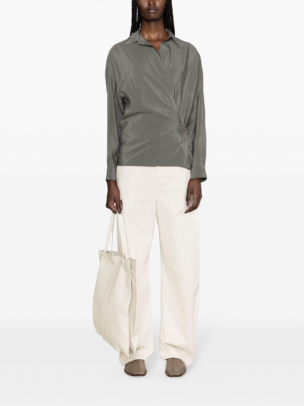 draped silk blend shirt - 2