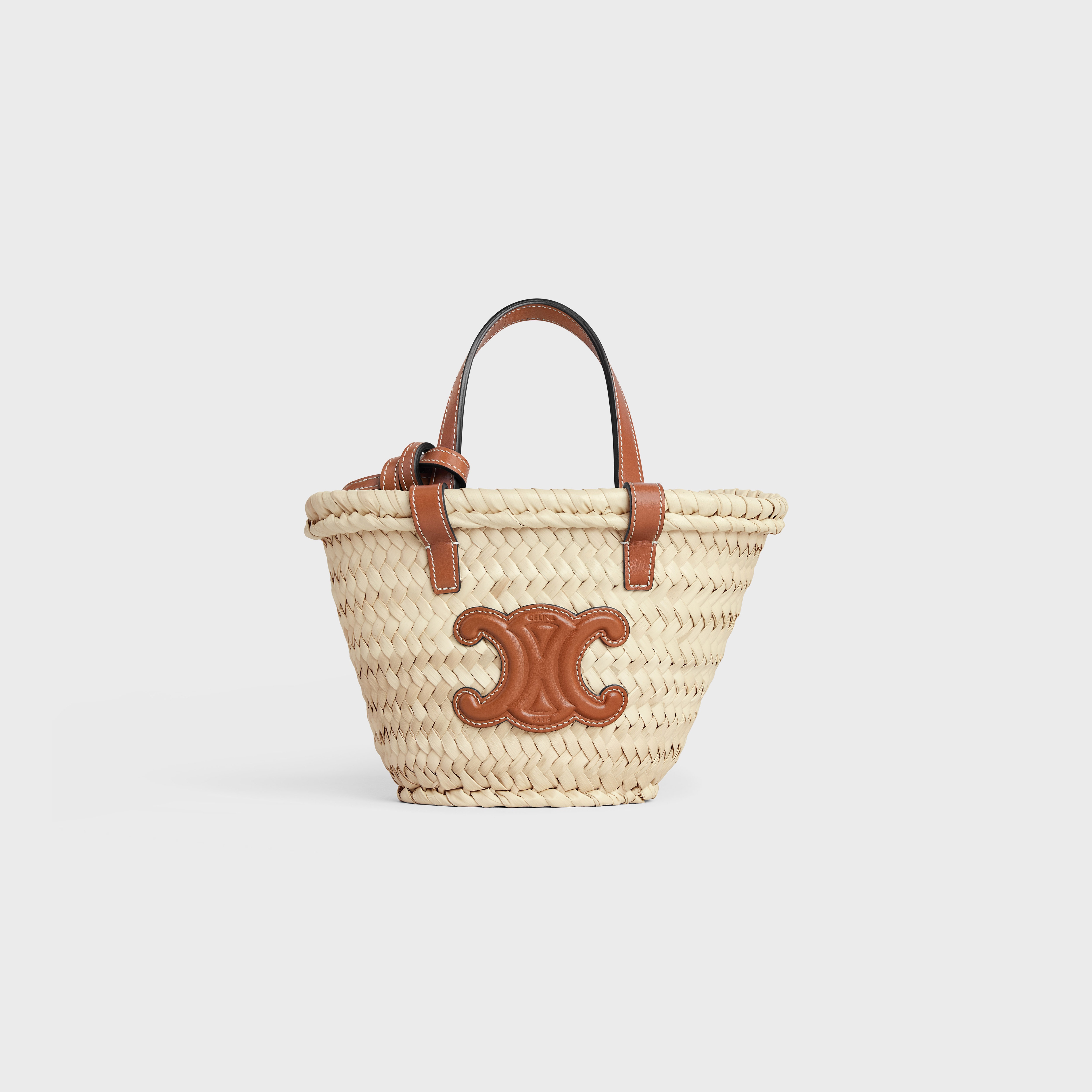 NANO TRIOMPHE PANIER in PALM LEAVES and CALFSKIN 1
