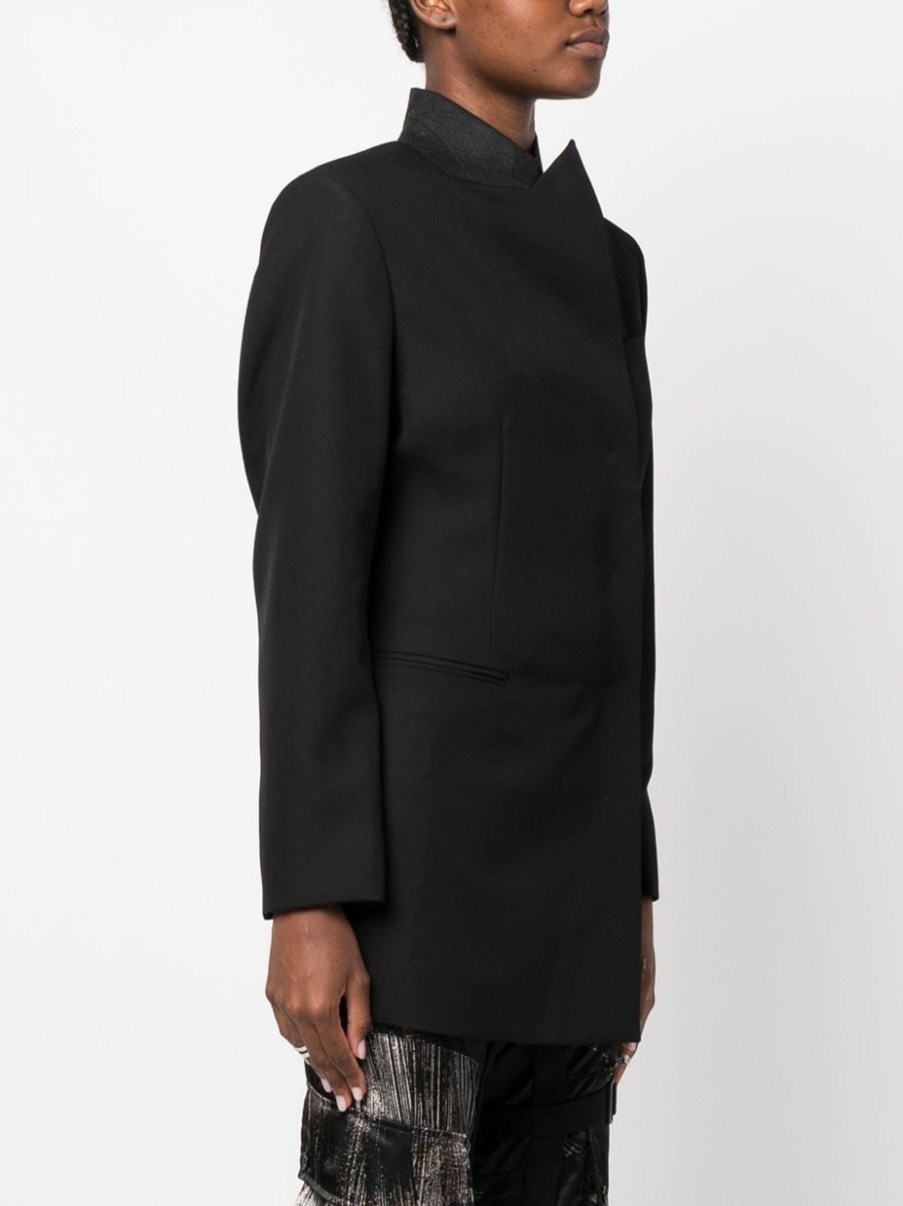 no-lapels virgin wool blazer - 3