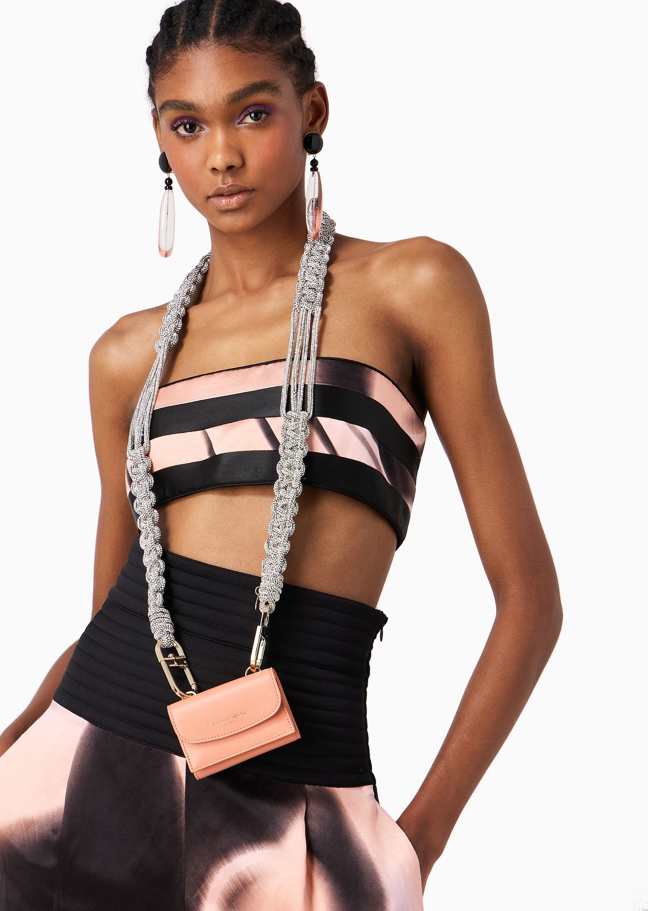 Long rhinestone strap with a woven motif - 3