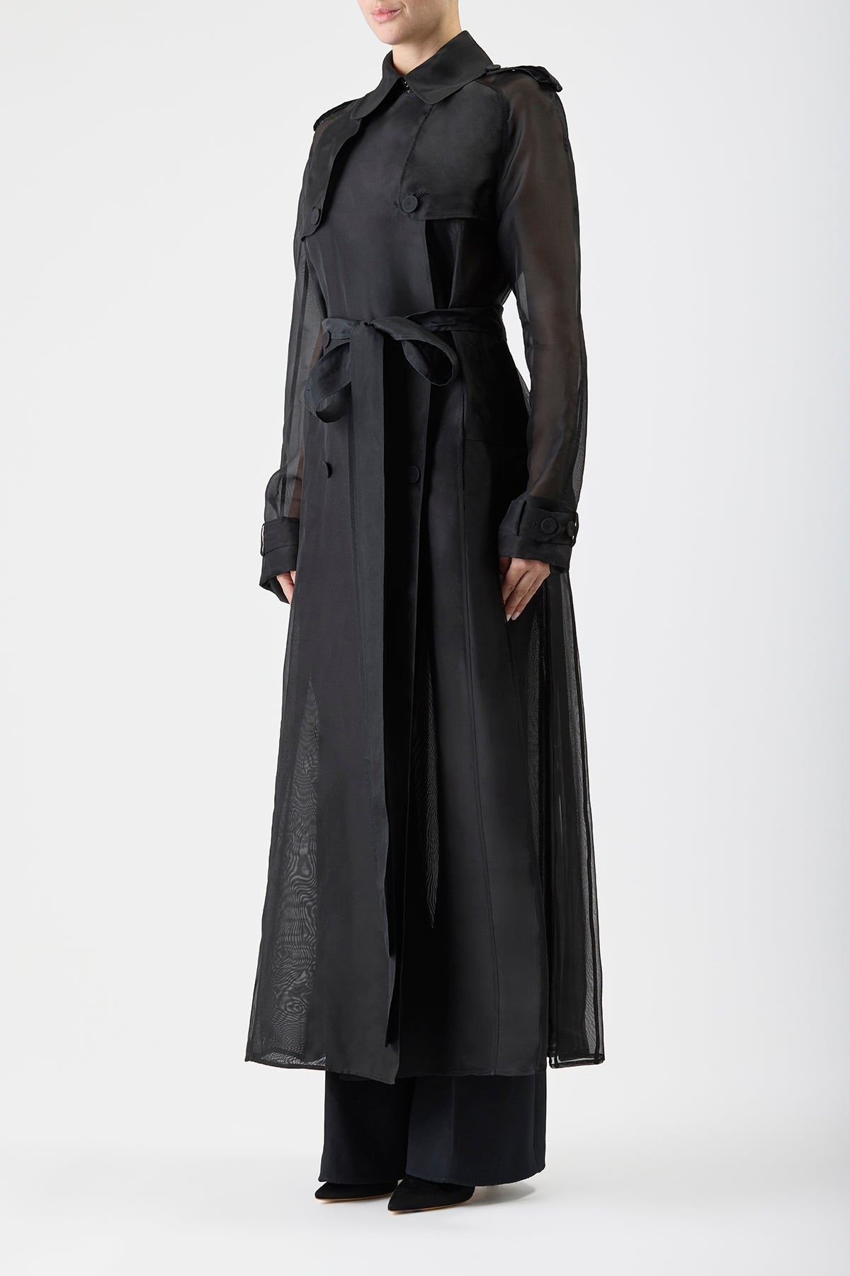 Eithne Trench Coat in Silk Organza - 4