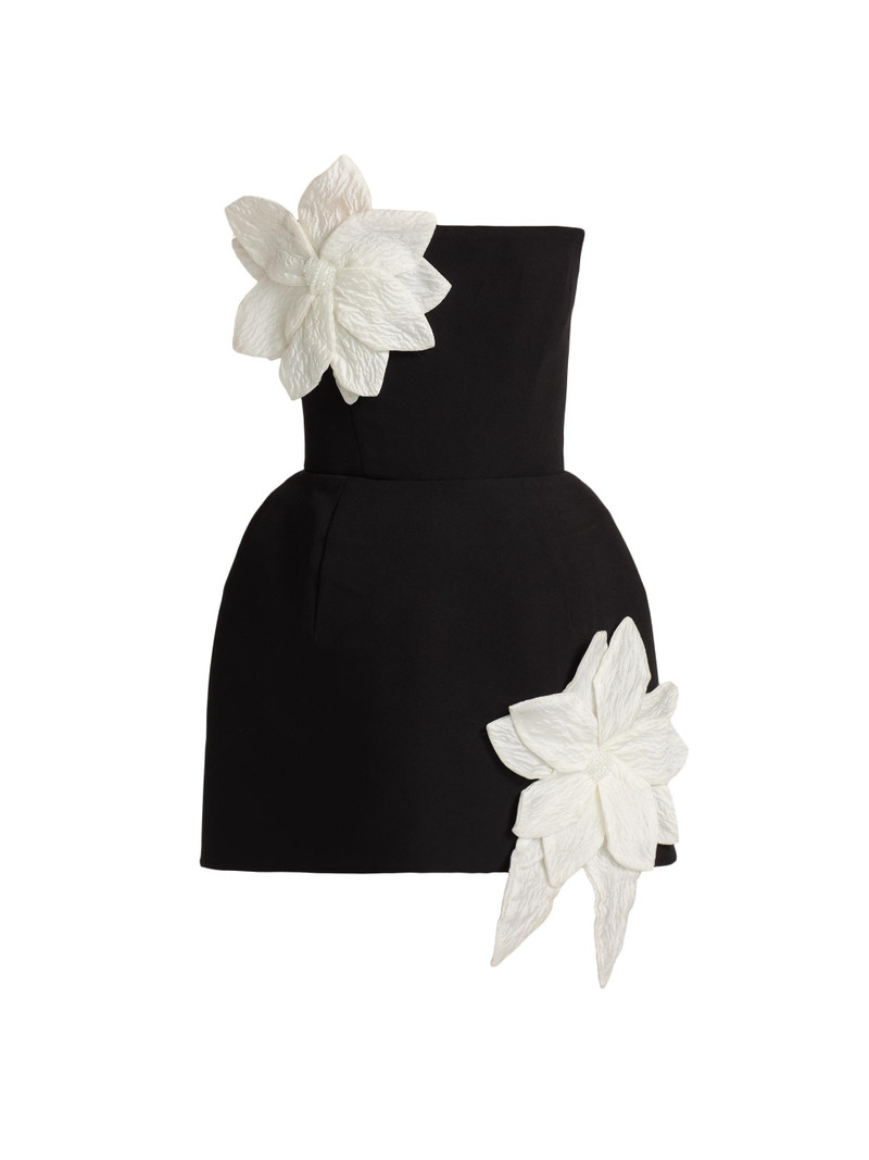 Women's Maraya Jasmine Floral-Appliqué Fit & Flare Minidress - Black White 1