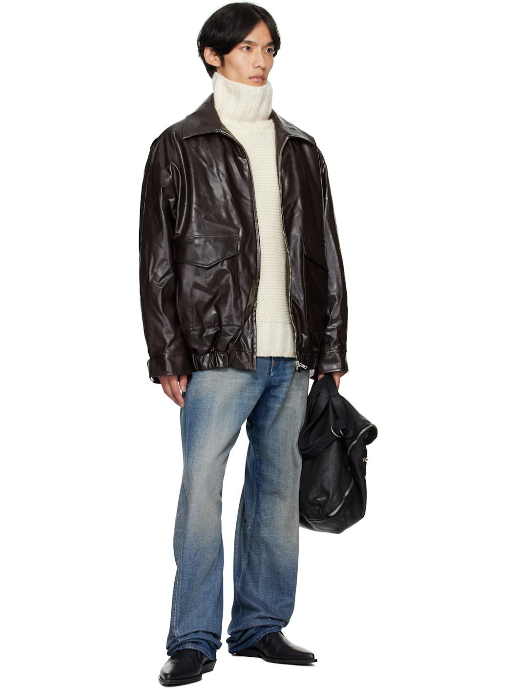 Burgundy Sports Faux-Leather Jacket - 4