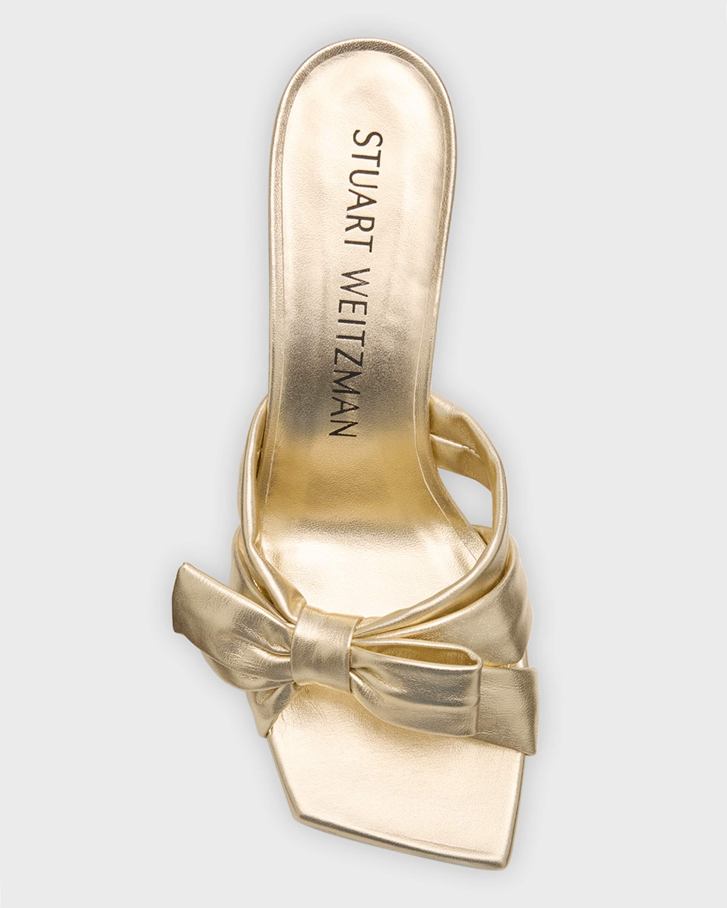 Sofia Metallic Leather Bow Mule Sandals - 6