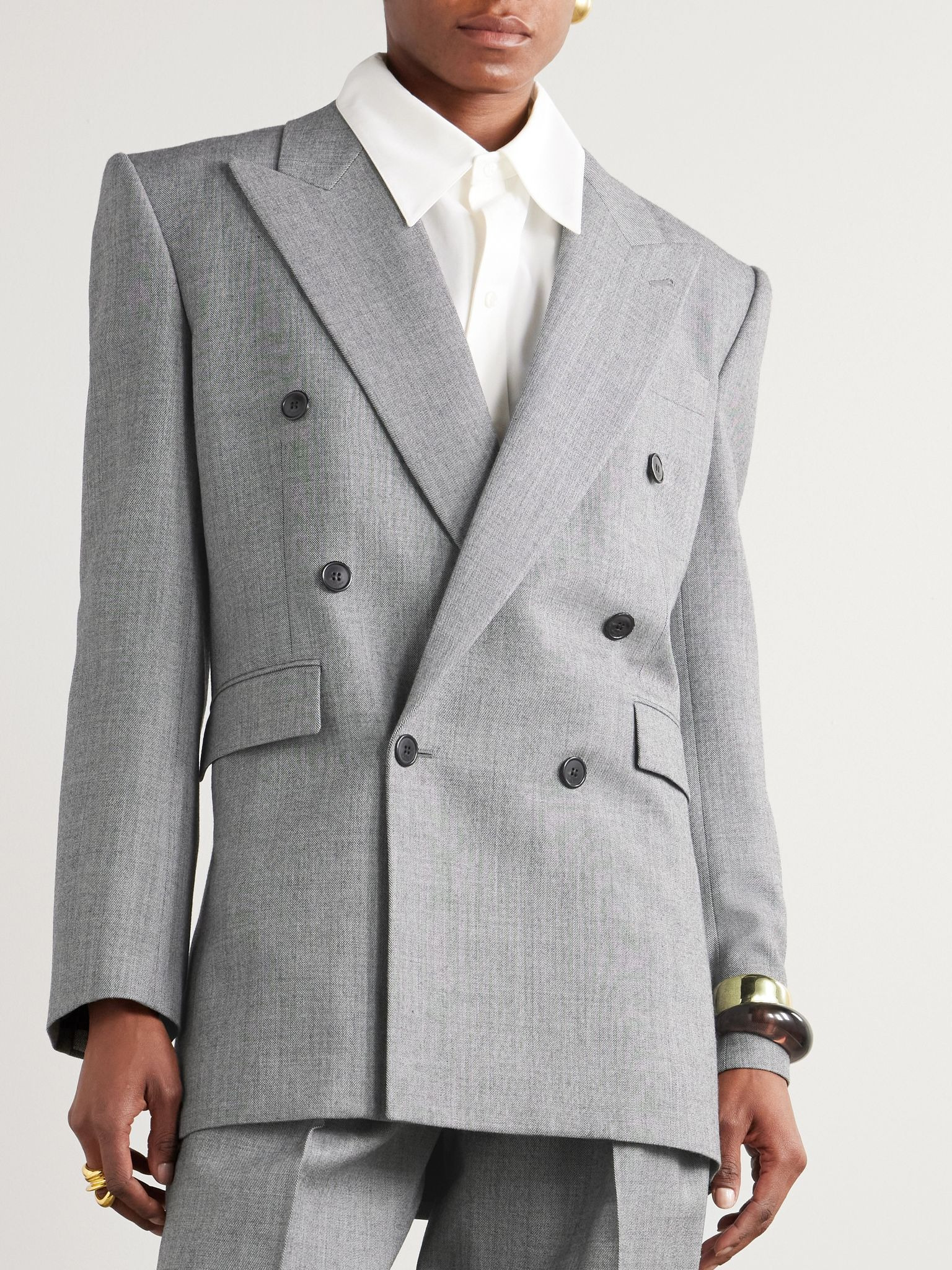 Double-breasted wool-twill blazer Gray - 3