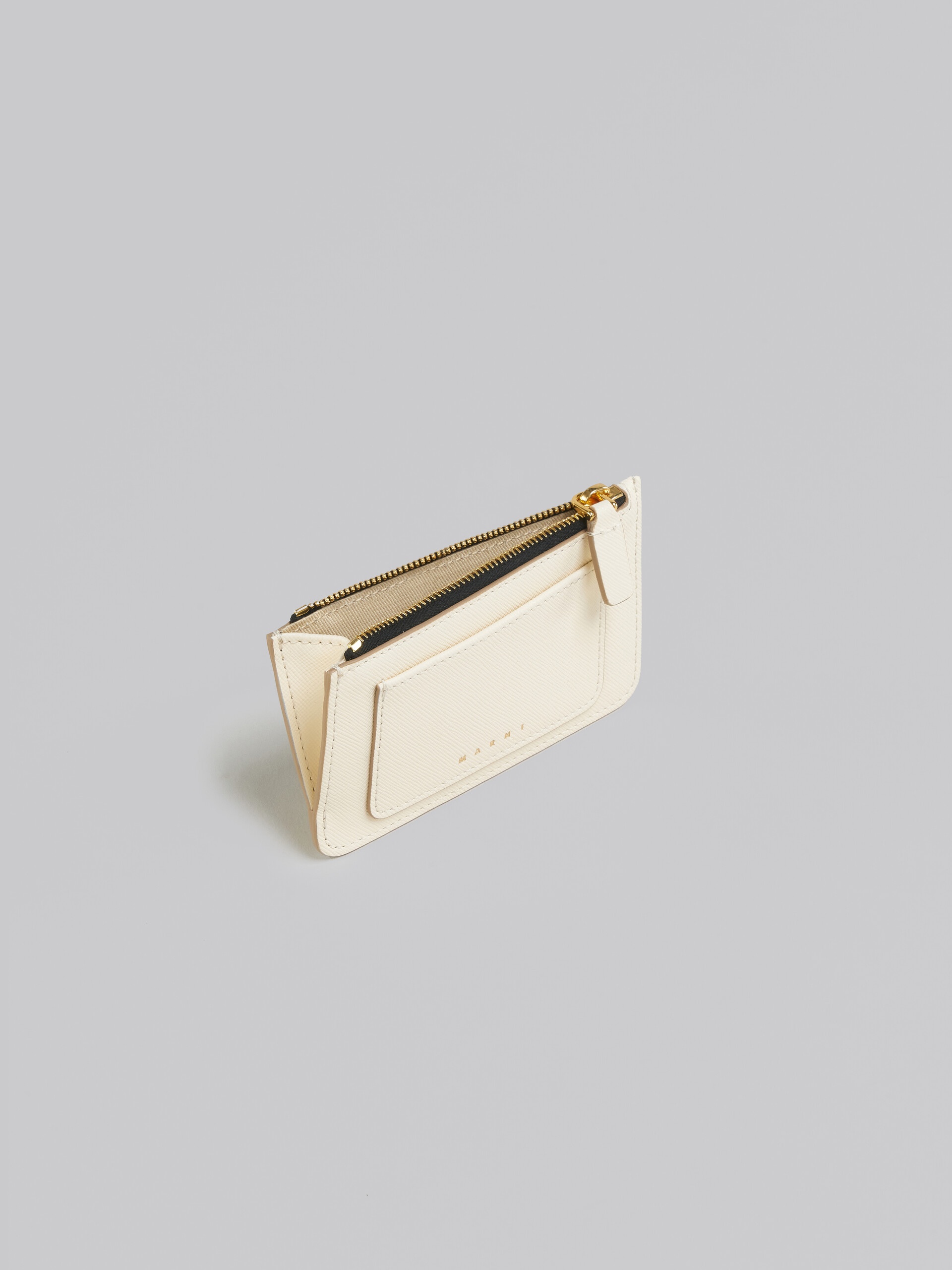 WHITE SAFFIANO LEATHER CARD CASE - 2