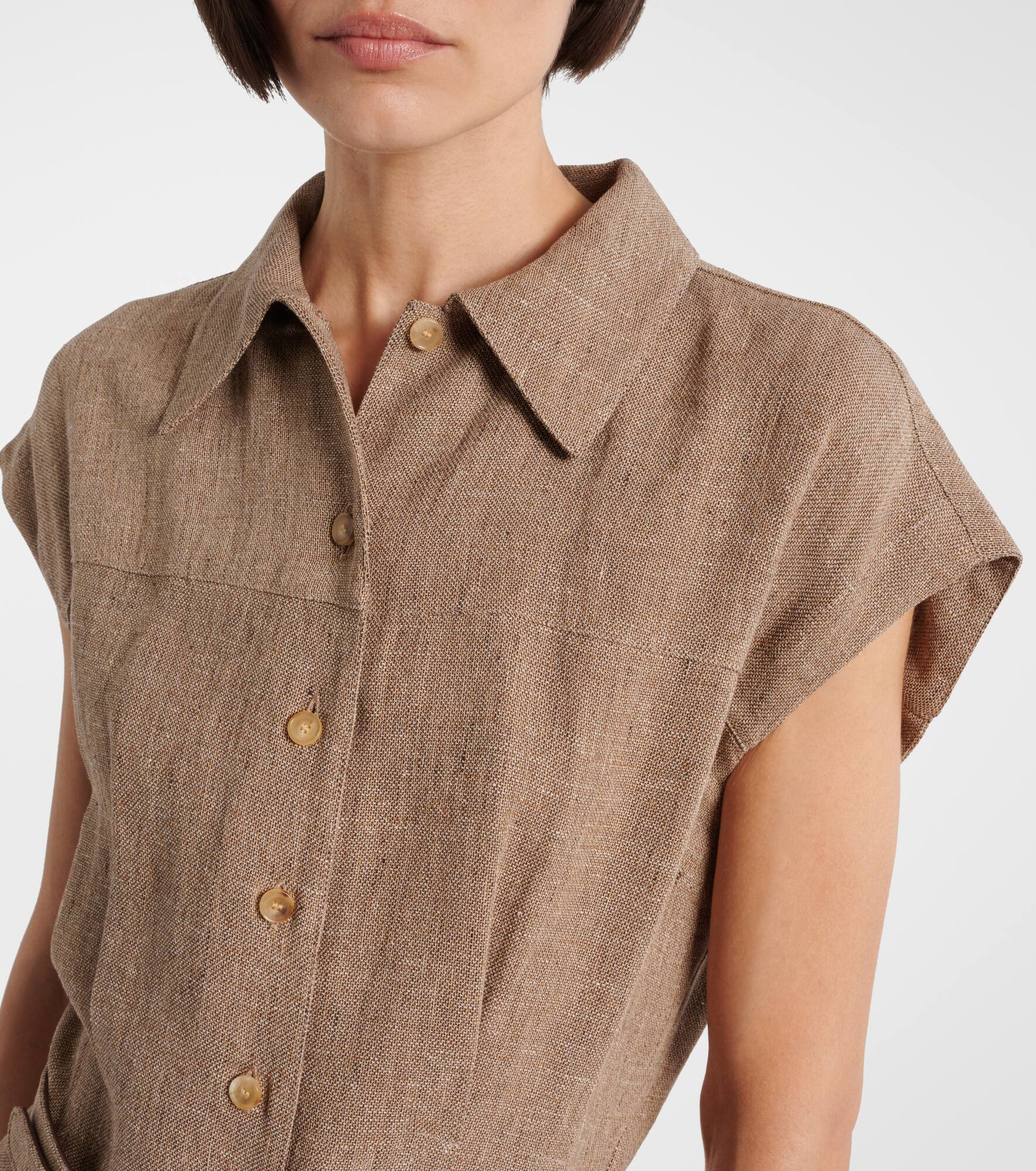 Maise belted linen crêpe shirt dress - 4