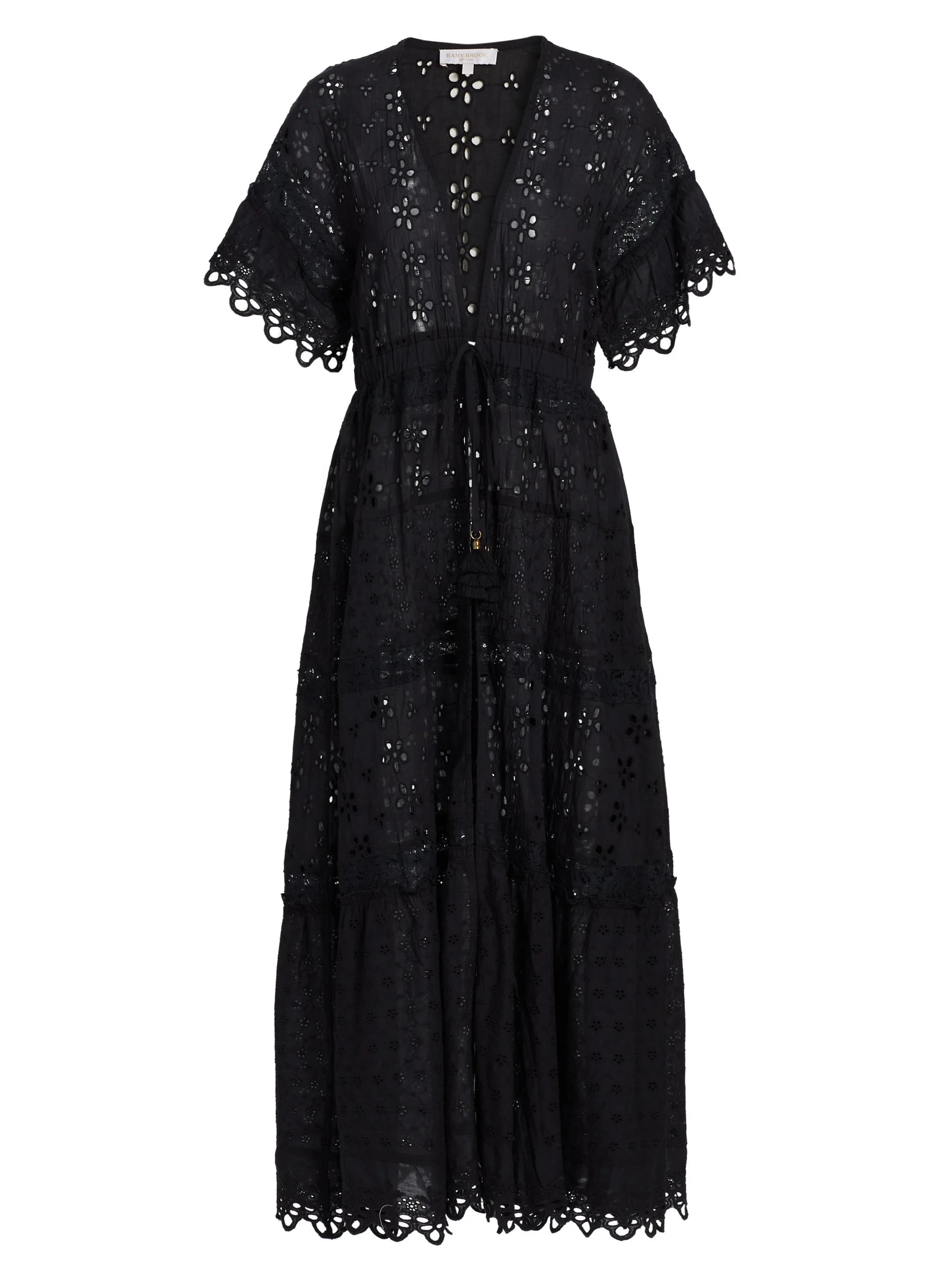 Women's Janis Eyelet Cotton Cover-Up Maxi Dress - Black - 1
