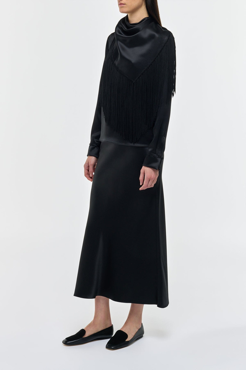 Frei Maxi Skirt in Black Silk Satin 3